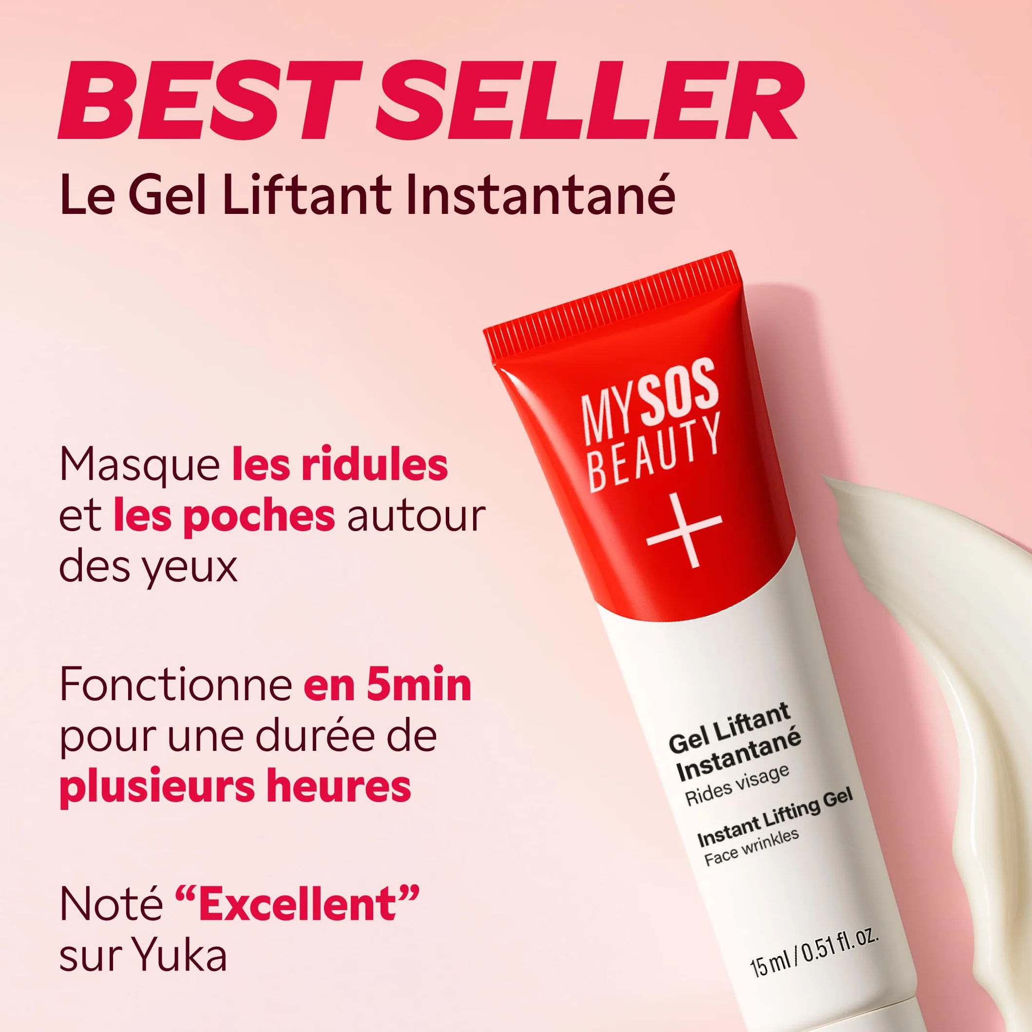 MYSOSBEAUTY Combleur de Rides Correcteur Poches et Rides Crème Liftante Contour des Yeux Anti-Age 8 ml