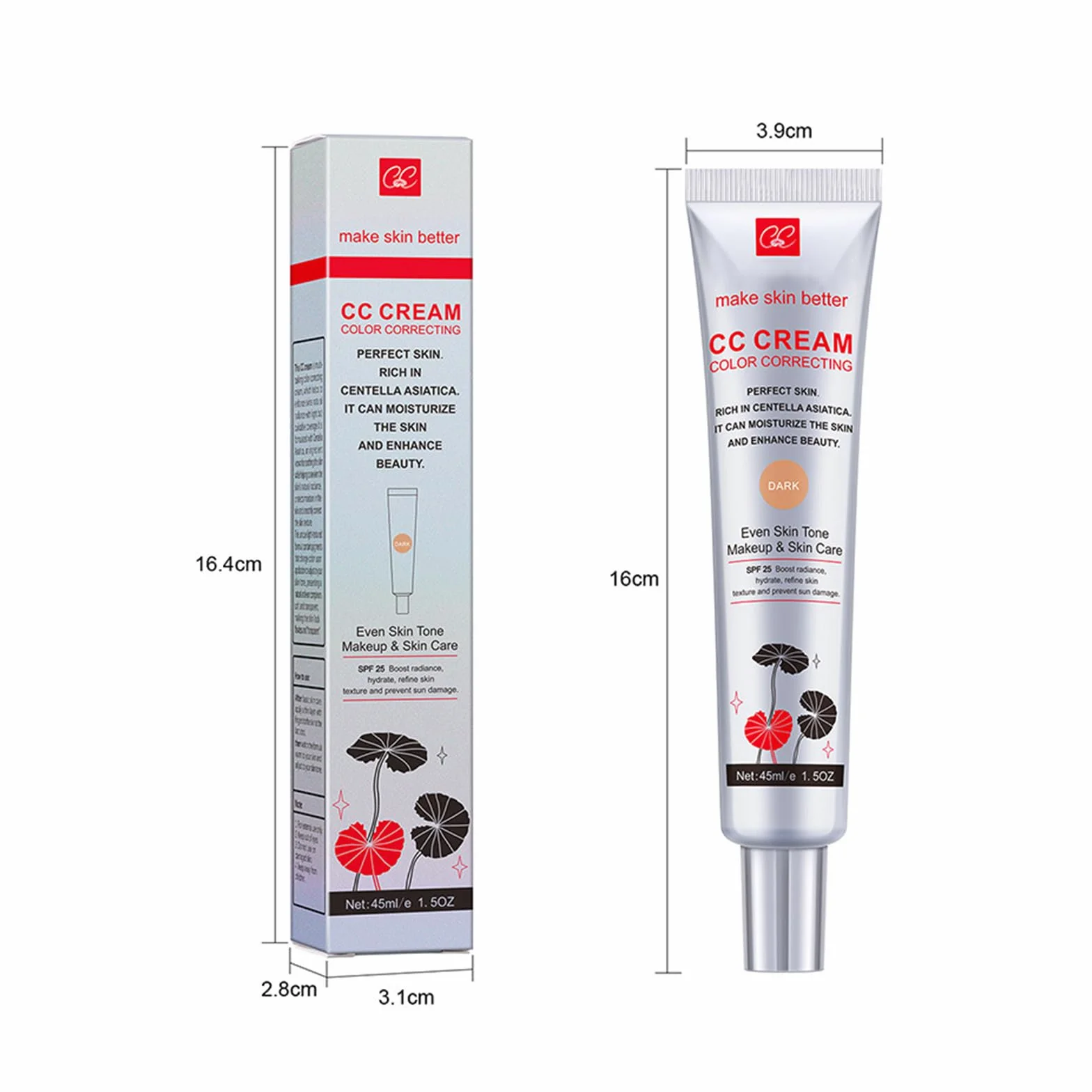 Crème CC Correcteur Pré-maquillage Couleur Claire Illuminateur Teint Haute Définition Visage Base Hydratante éclaircissante