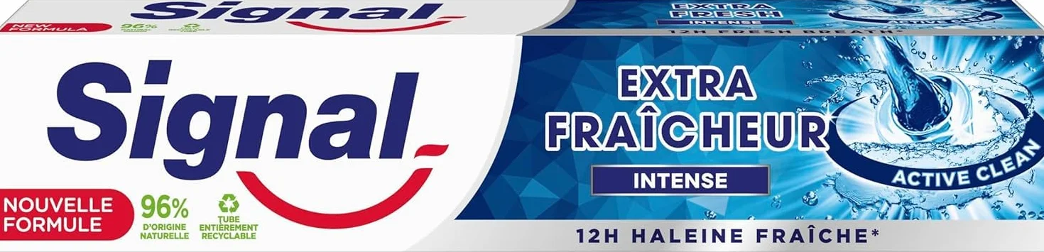 SIGNAL Dentifrice Extra Fraicheur Intense 12h Haleine Fraiche 96% Ingrédients Naturels Lot de 6x75ml