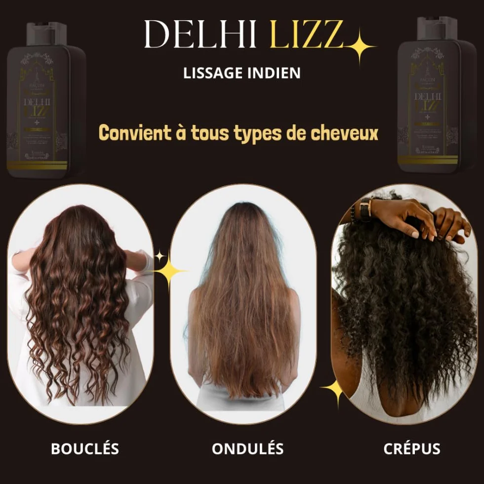 Lissage Indien Delhi Lizz 1 L Traitement Capillaire Brésilien Sans Formol Cheveux Lisses Professionnel