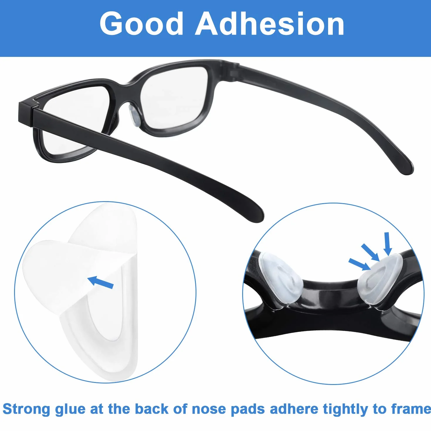 Lot de 24 paires de coussinets nasaux autocollants en silicone souple antidérapant pour lunettes 15 mm