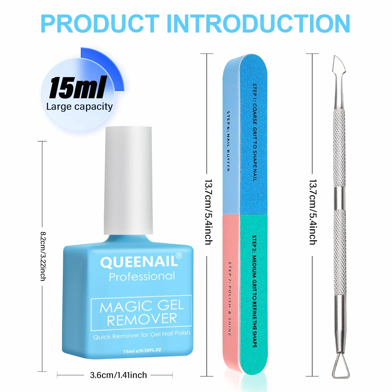 Gel Nail Polish Remover Professionnel, Dissolvant de Vernis à Ongles, Enlever Facile et Rapide, Bleu