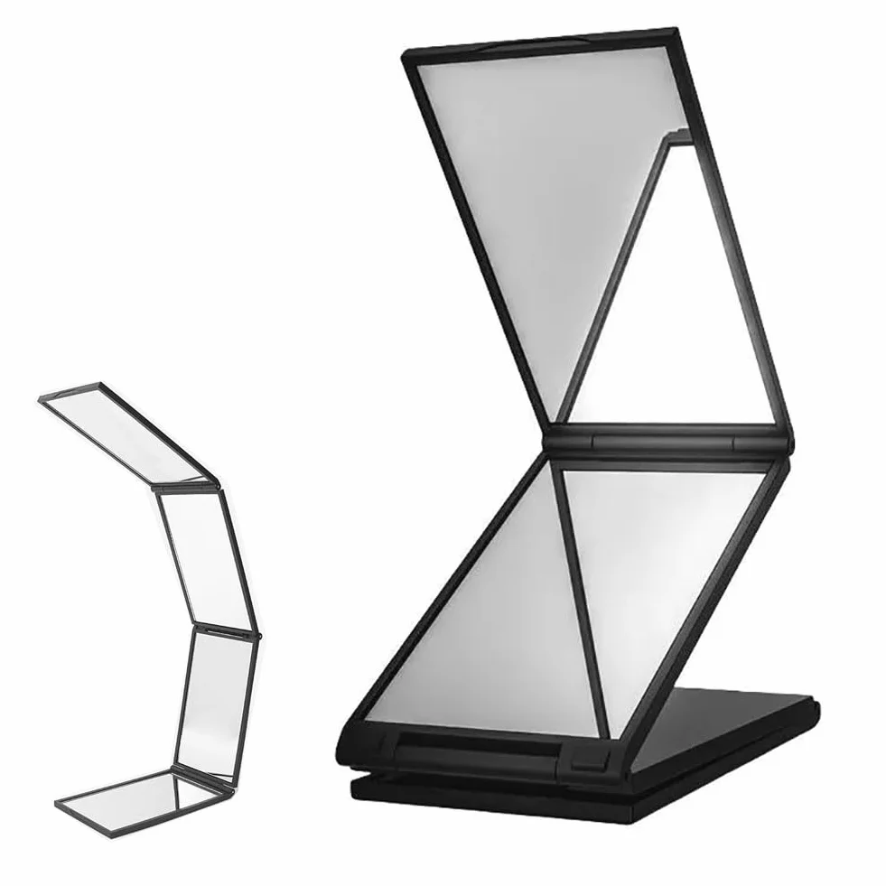 Miroir de Maquillage Pliable à 360 degrés, Miroir à Quatre Voies Portable pour Coiffage et Beauté