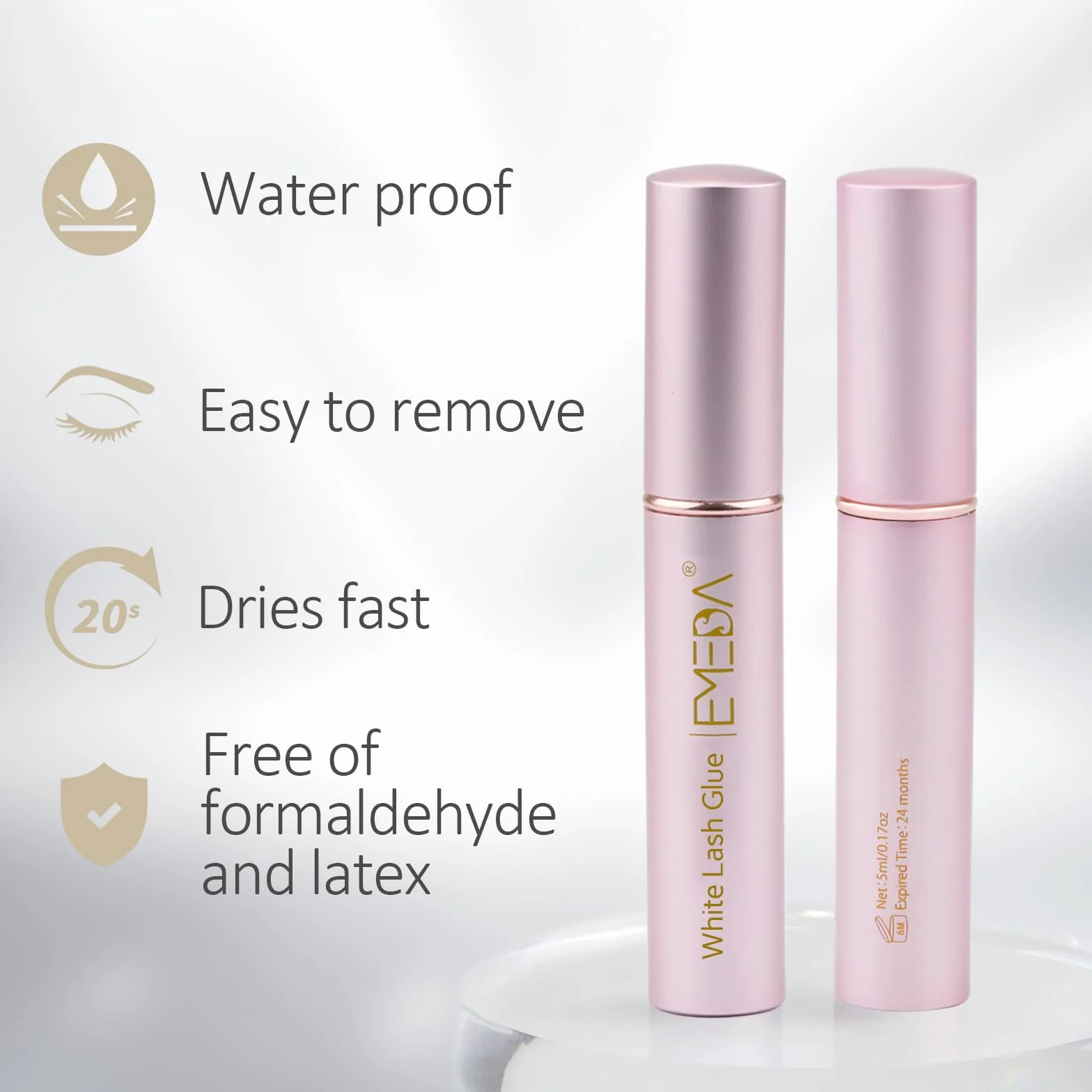 EMEDA Colle Faux Cils Blanche et Transparente - Latex Eyelash Glue Adhésive Imperméable 5ml