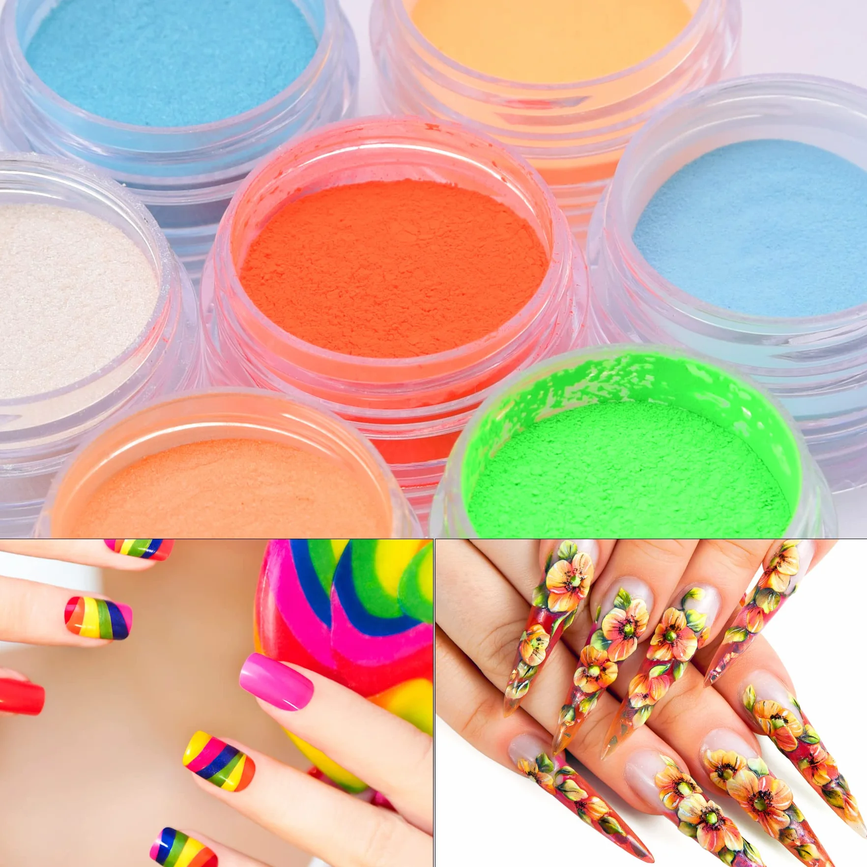 Poudre à Ongles Pigment Fluorescente 54 Couleurs Nail Art Poudre Iridescent Duufin