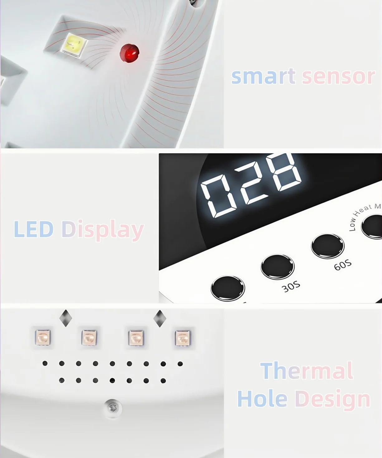 Lampe UV LED Ongles 320W 72 LEDs, Séchoir Professionnel avec Capteur Automatique et 4 Minuteries, Idéale pour Ongles des Mains et Pieds
