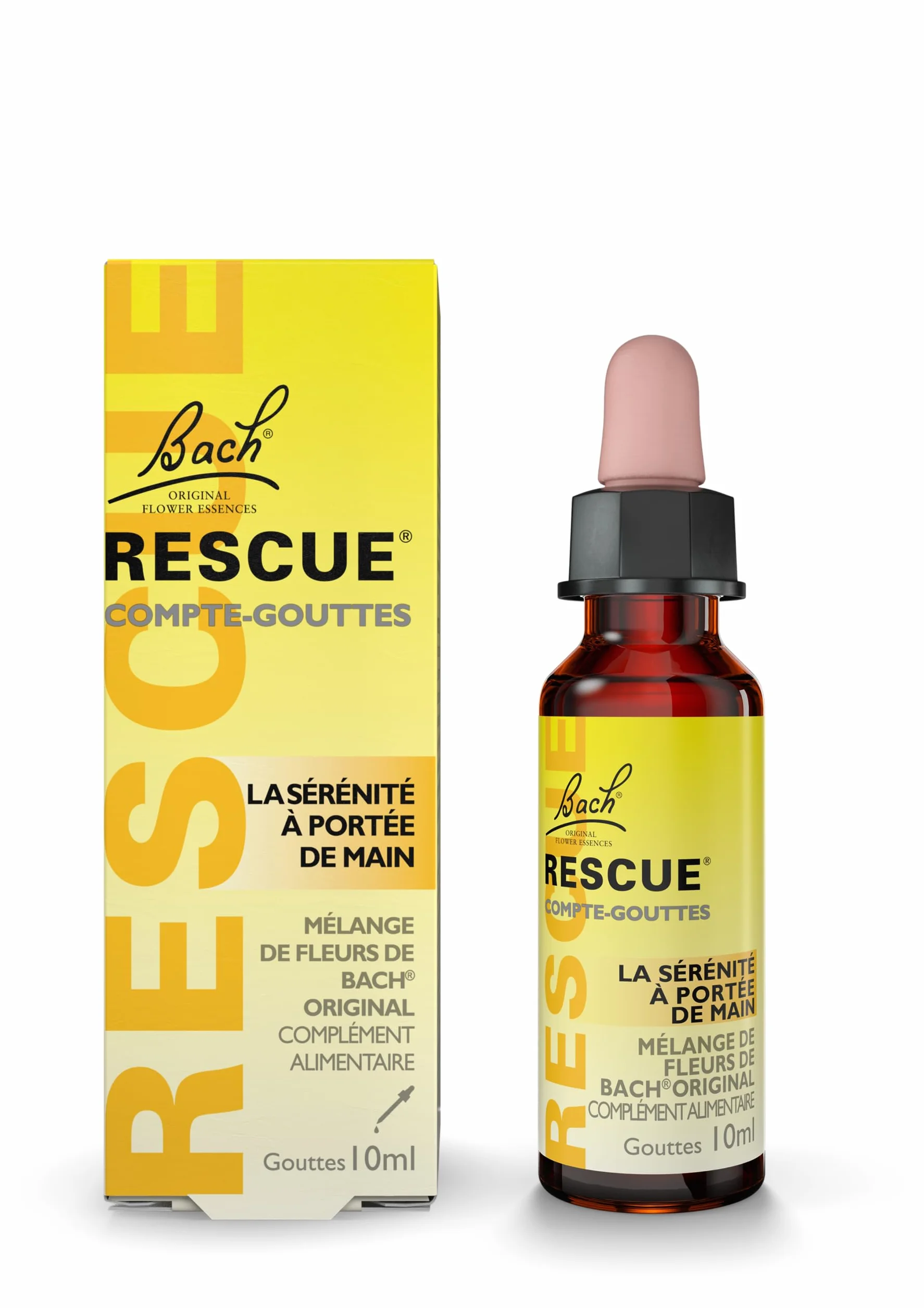 RESCUE Compte-gouttes 10ml 5 Fleurs de Bach Original mélange naturel stress quotidien