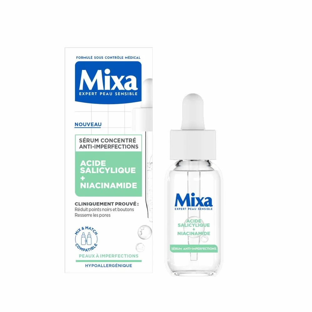 Mixa Sérum Concentré Anti-Imperfections Visage Niacinamide Acide Salicylique 30ml