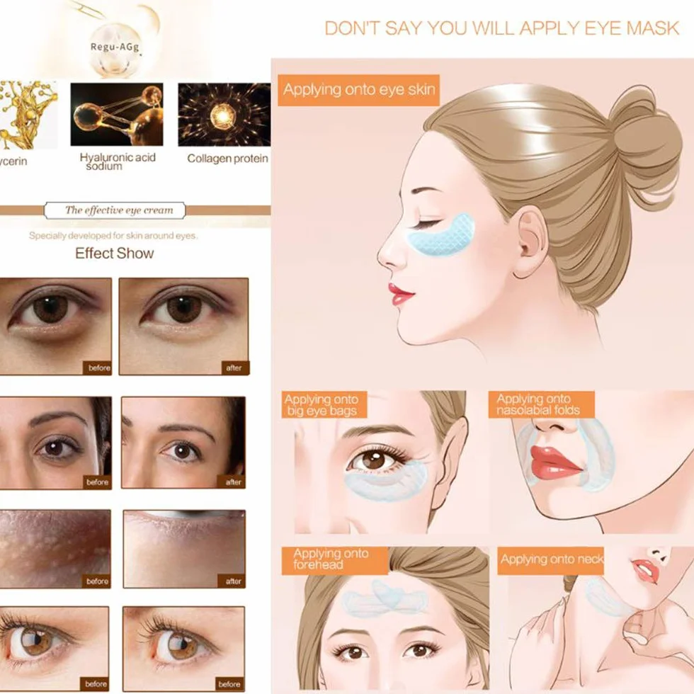 Kailisen Masque Patch Collagène 24K Or Acide Hyaluronique Anti-Âge Anti-Rides 30 Unités