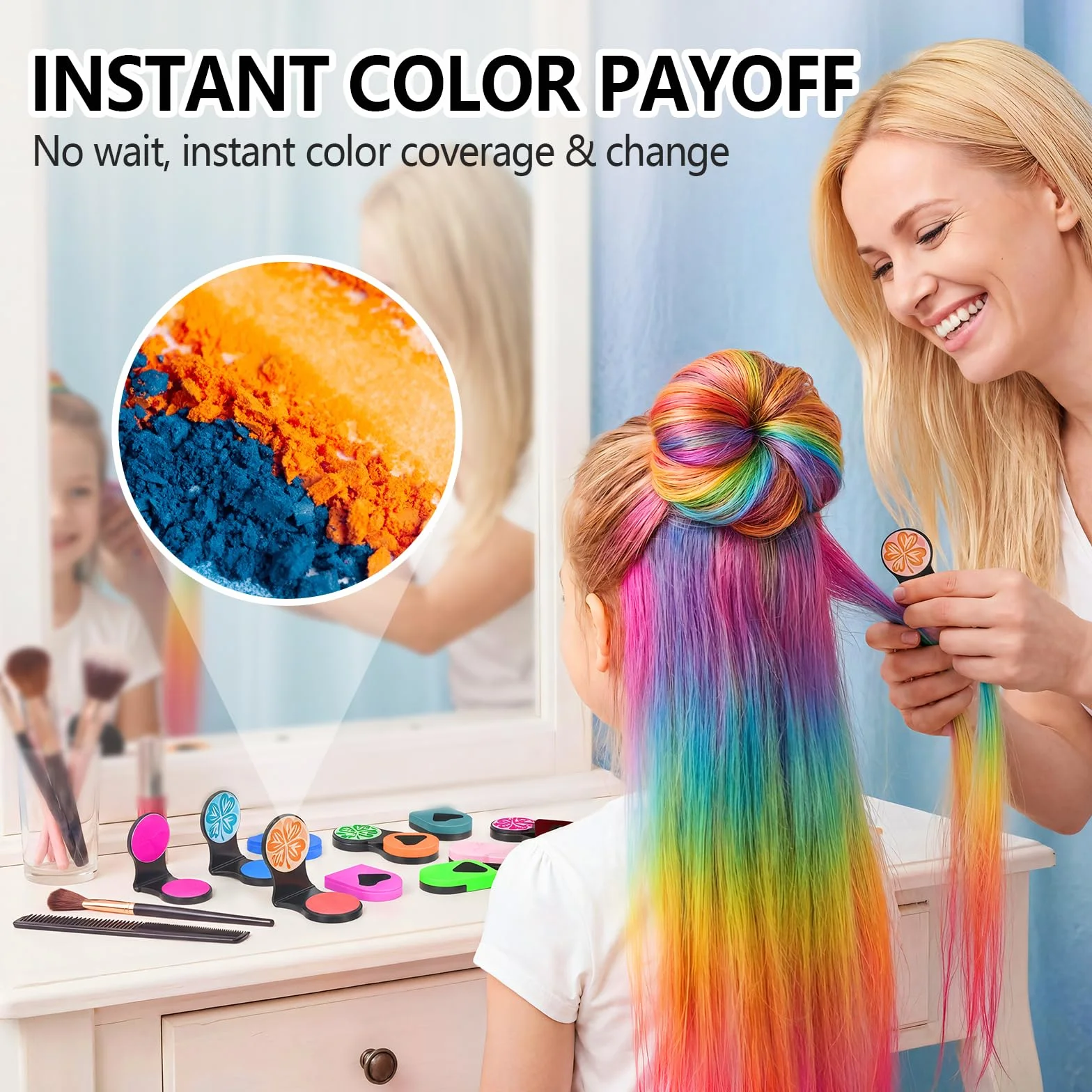Craie Cheveux Couleur Temporaire 10 Couleurs, Colorant Lavable Facile à Appliquer