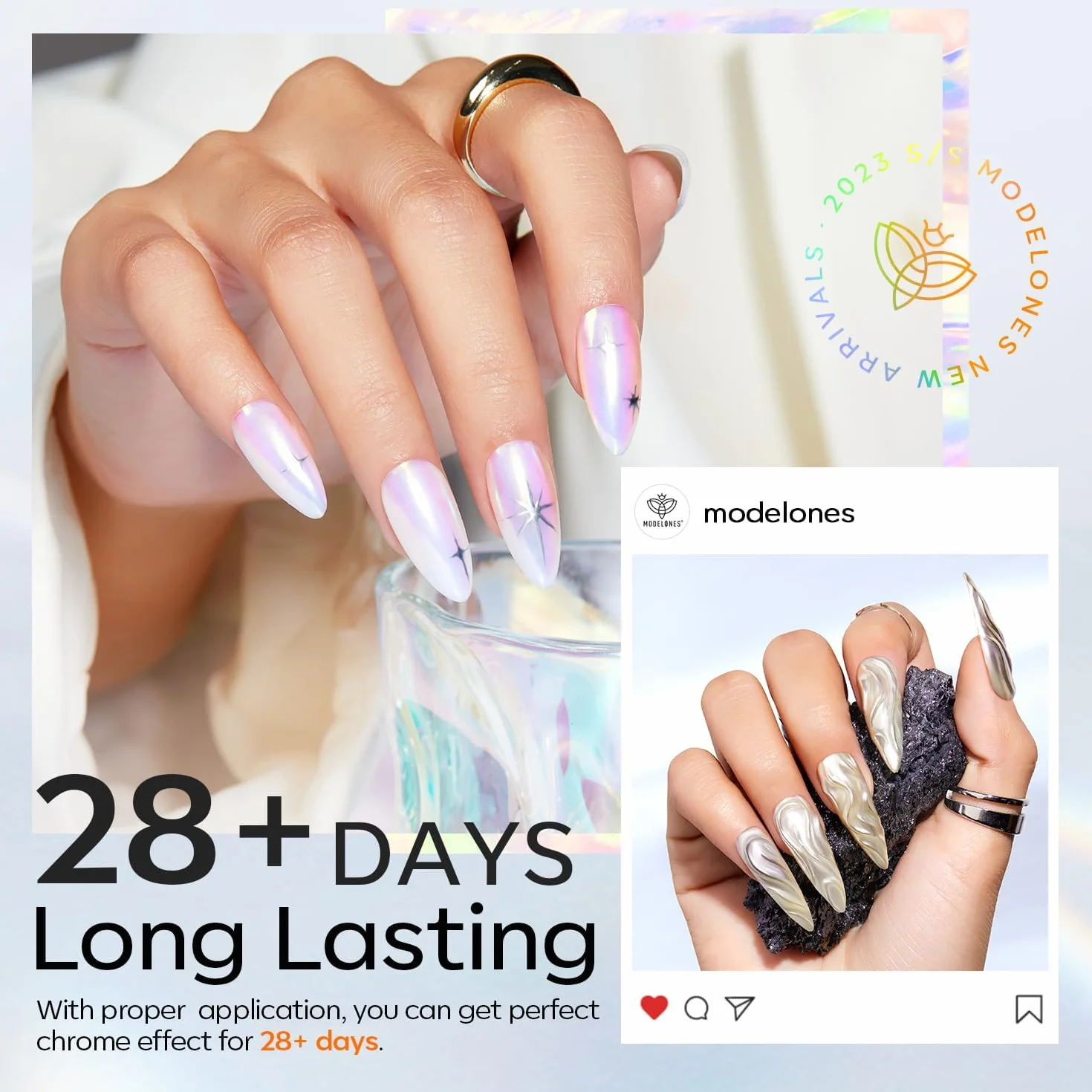 MODELONES Perle Poudre Ongles Blancs 13PCS Vernis Fards Poudre Métaux Brillants Nuanciers Ongles Palettes Yeux Stylo Détail