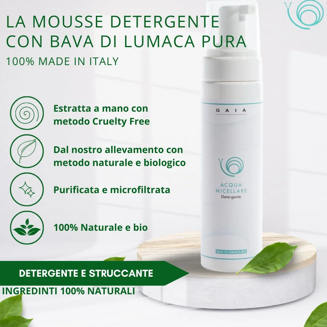 Greenlab Eliciculture Mousse Nettoyant Démaquillant Visage et Cou GAIA 200 ml - Avec Bave d'escargot pure, pour une peau propre, fraîche et lumineuse; Convient à tous les types de peau