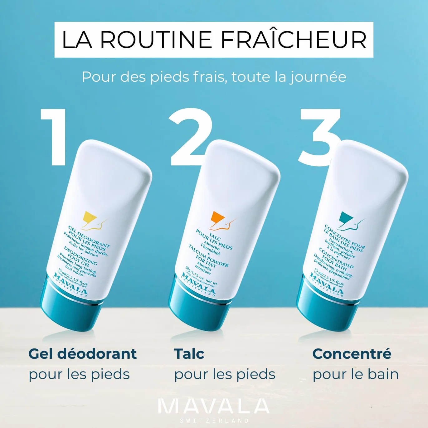 Mavala Talc pour les Pieds Absorption de l'Humidité Poudre Longue Durée Anti-Odeur 50g
