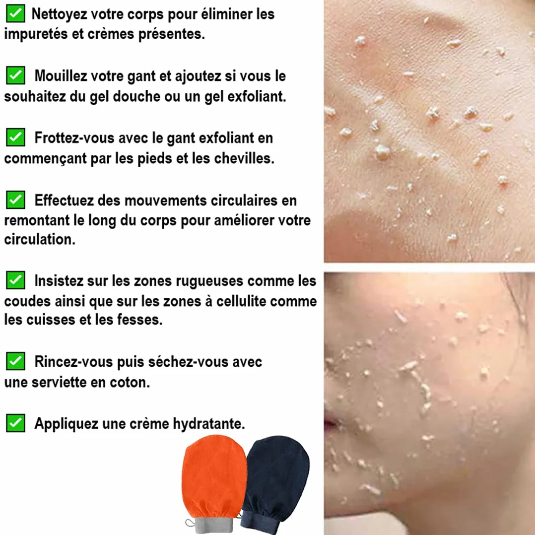 Gant Exfoliant De Crin Kessa Hammam Gommage Naturel Corps Visage Femme Homme