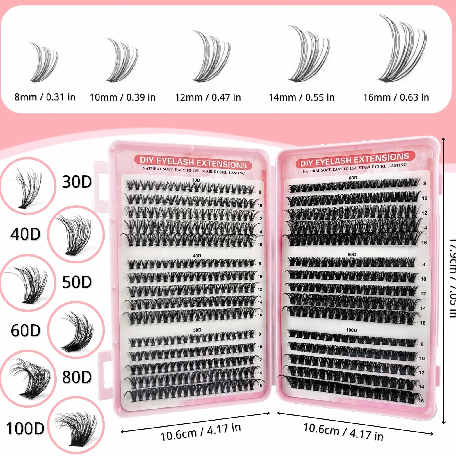 KEYRI 580 Pièces Faux Cils Individuel Extension Cils Kit DIY 8-16mm Mix