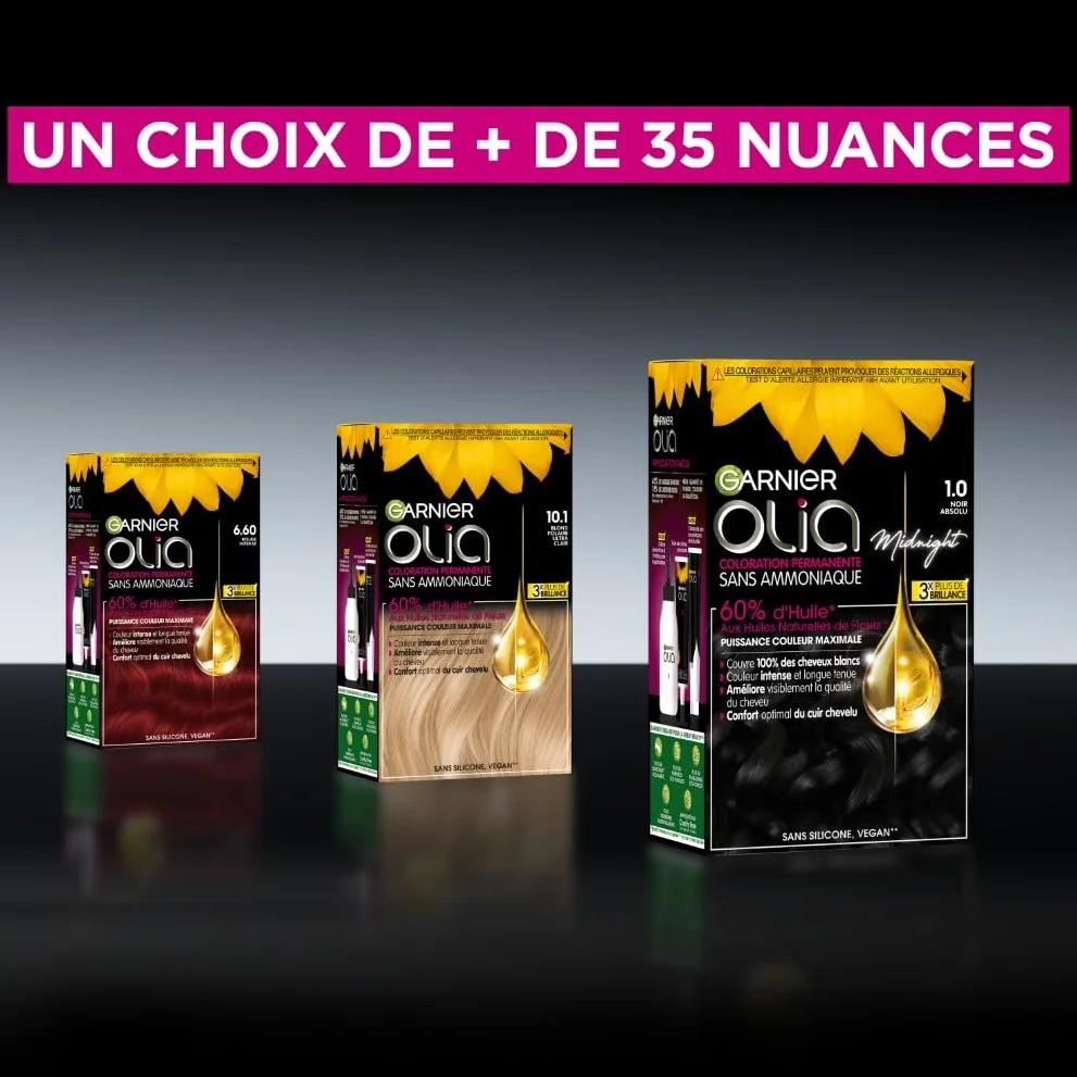 Garnier Olia Coloration Permanente Marron Glacé 4.15 Sans Ammoniaque Huiles Naturelles