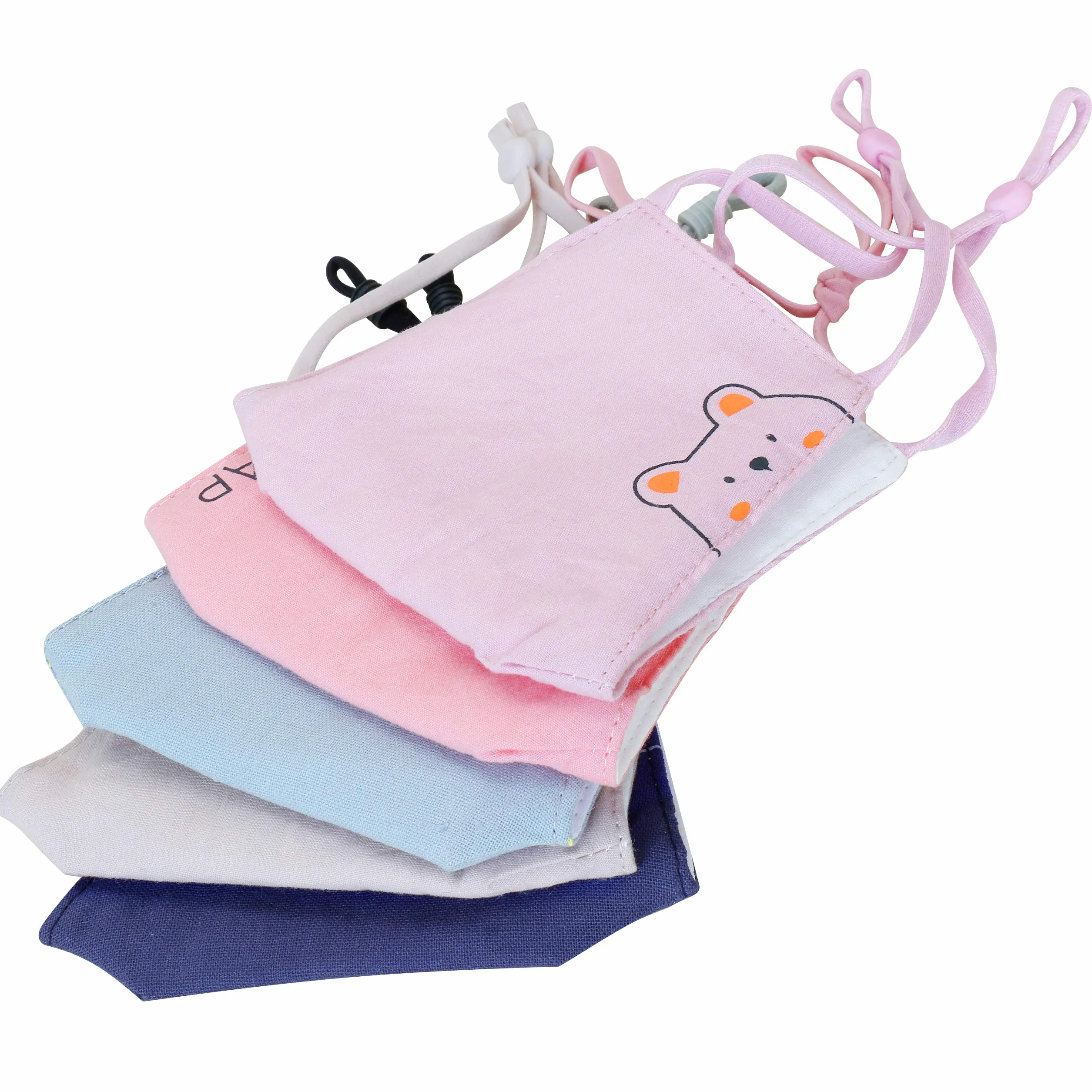 Masques Lavables pour Enfants 5 Pièces, Couvrant Bouche et Nez, Sangle Élastique Réglable