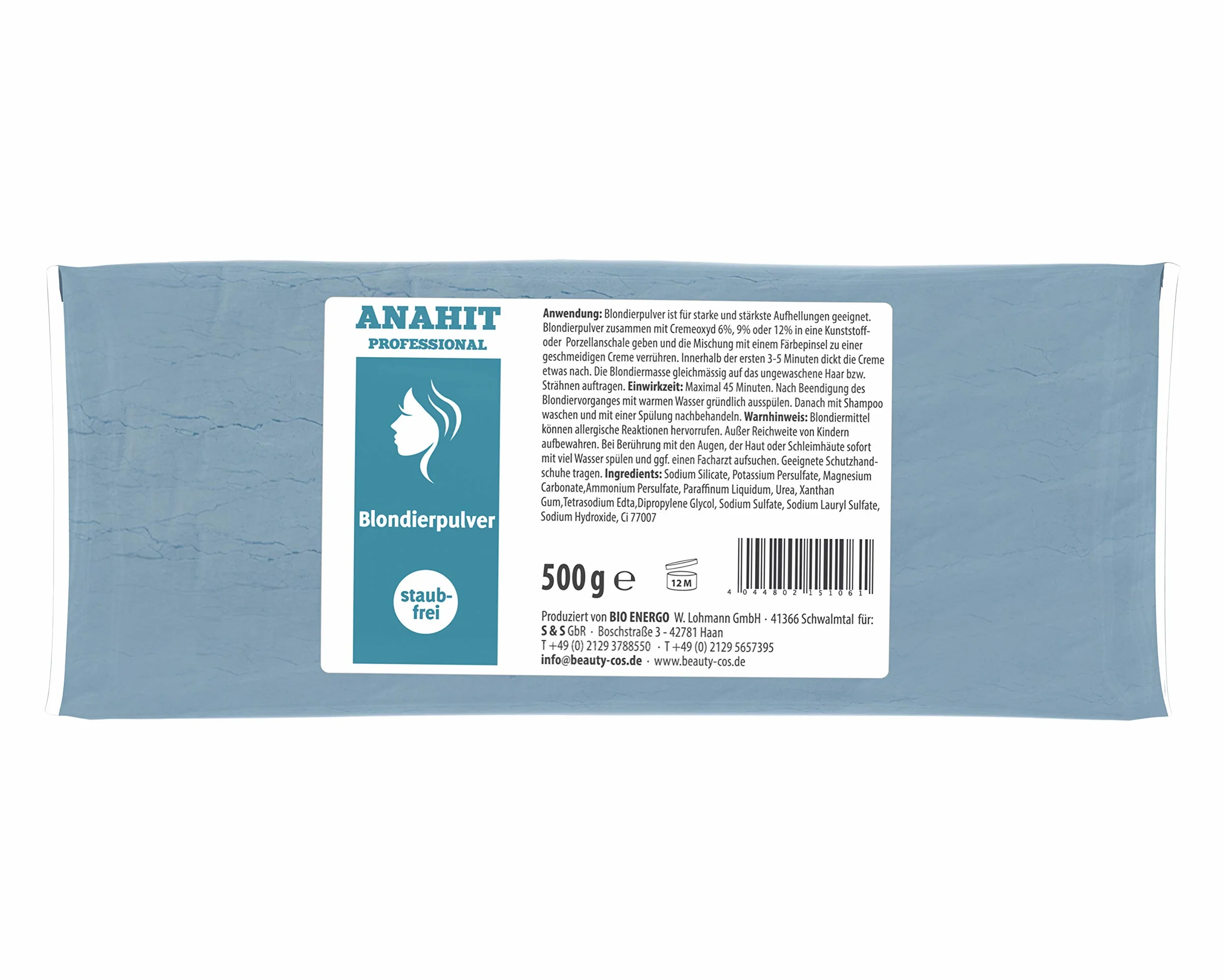 Poudre décolorante professionnelle Anahit - 500 g Sans poussière Fabriquée en Allemagne Ingrédients de qualité supérieure Poudre de décoloration de qualité supérieure