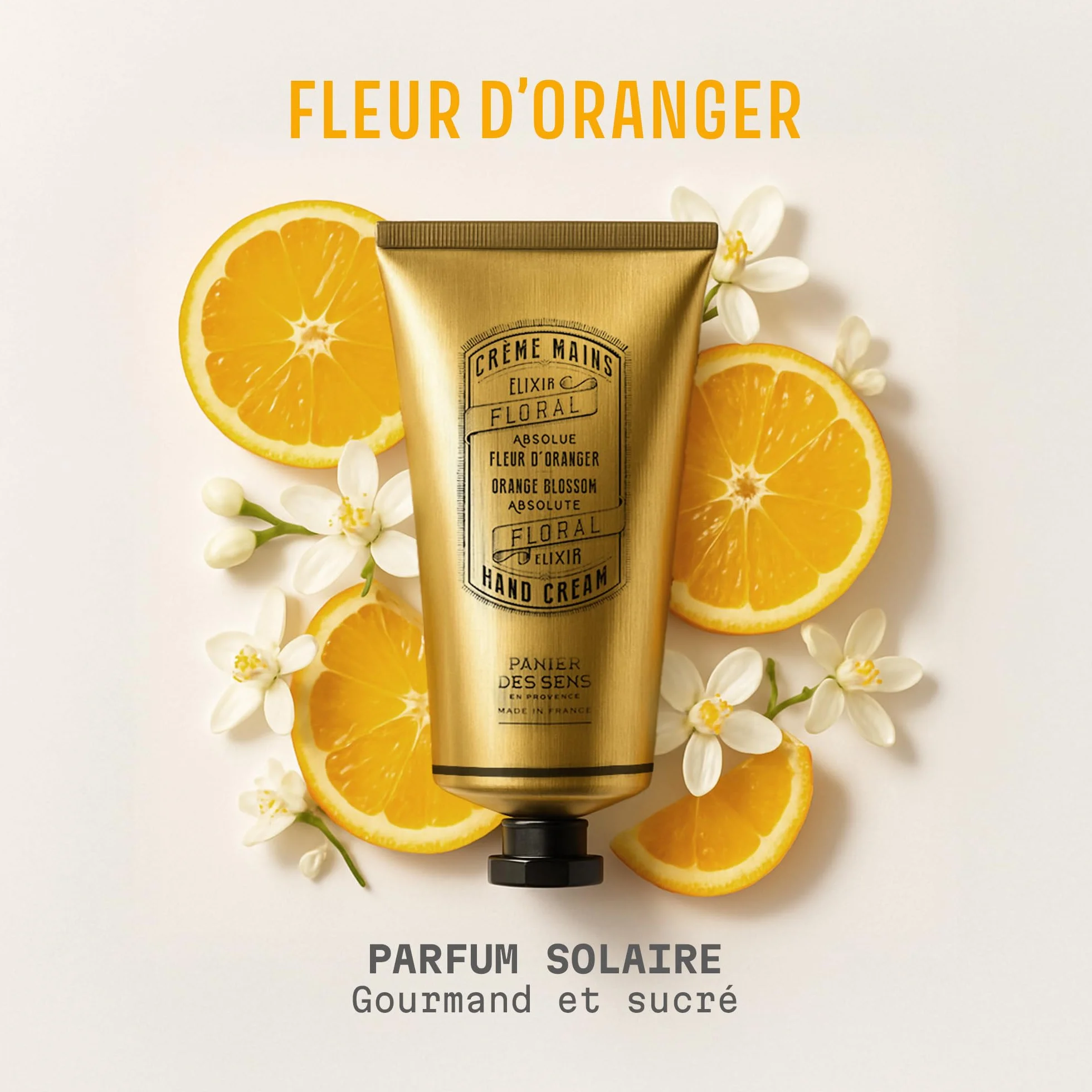 Panier des Sens Crème Mains Peau Sèche Fleur d'Oranger Hydratante Huile d'Olive et d'Amande 75 ml