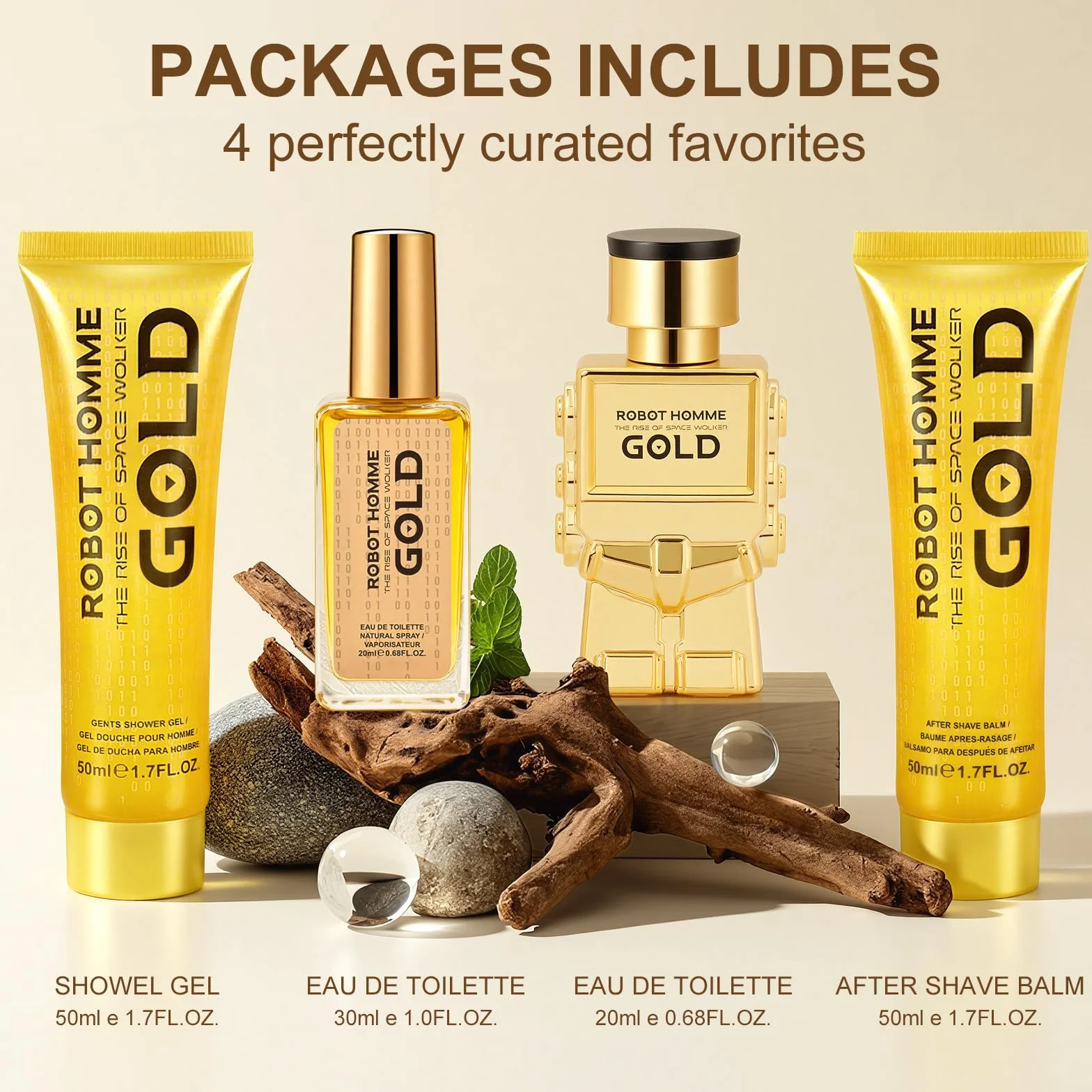 Coffret Cadeau Homme,Parfum Homme avec 2 x Eau de Toilette, Gel Douche et Lotion Apres Rasage, Format Voyage, Notes Boisées épicées, Convient à un Usage Quotidien