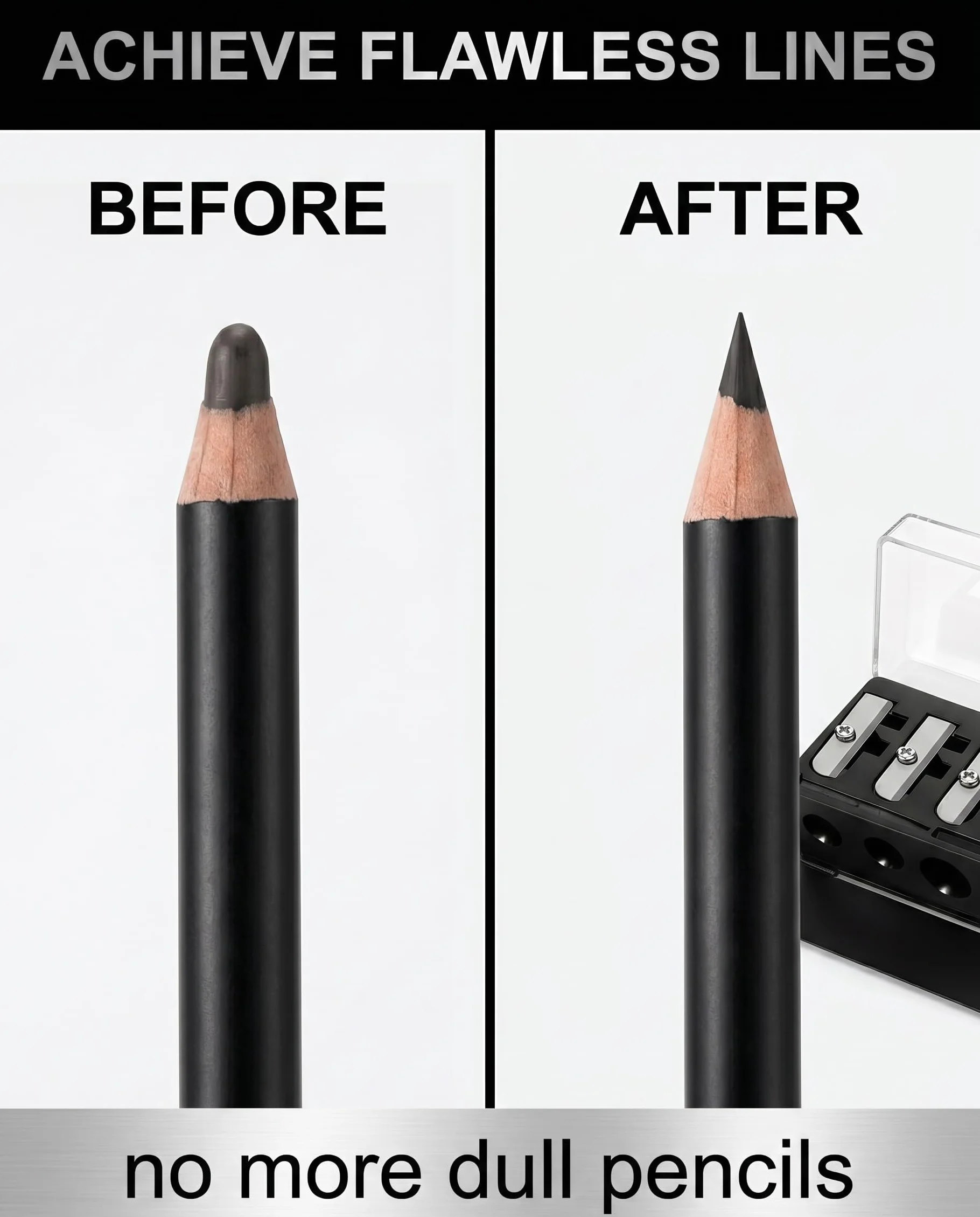 Taille-crayon Maquillage Universel Noir 1 Pièce Multi-diamètres pour Crayons à Sourcils Lèvres Eyeliner