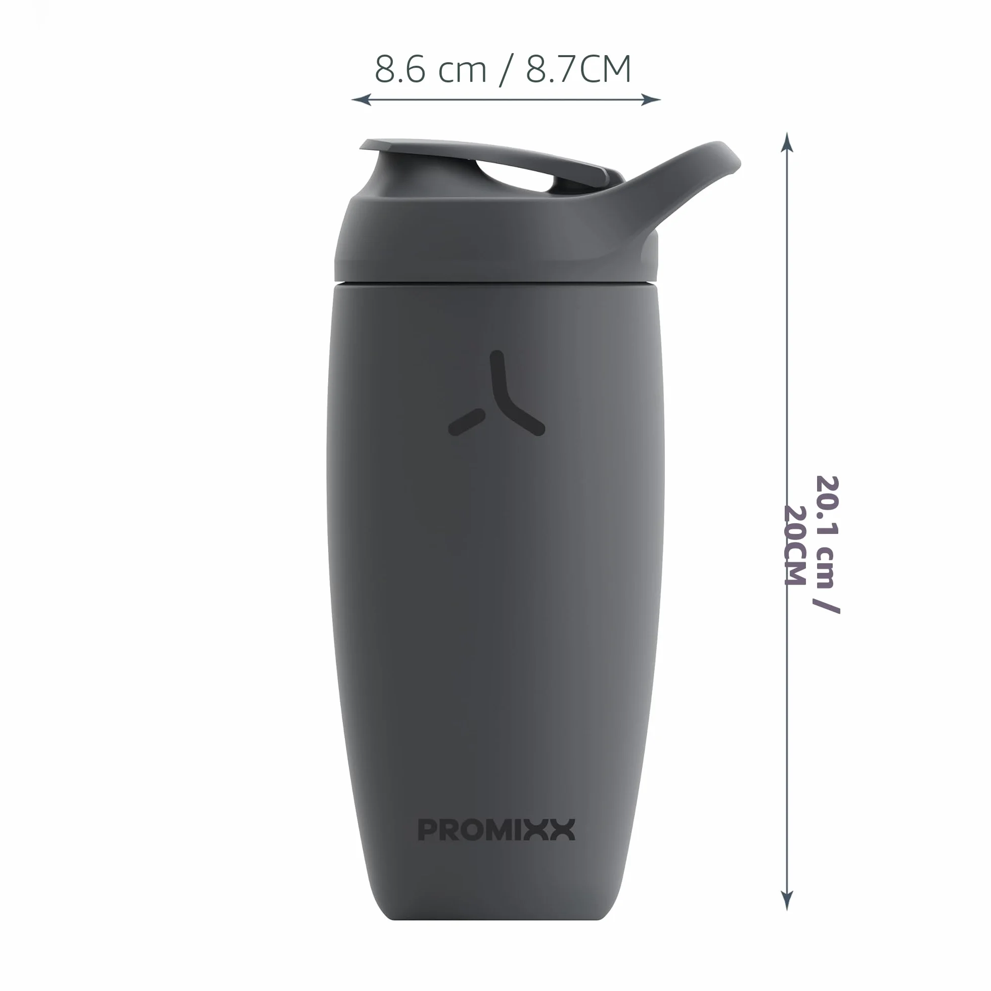 Promixx PURSUIT shaker à protéines bouteille de mélange isolée en acier inoxydable 550ml Gris Graphite