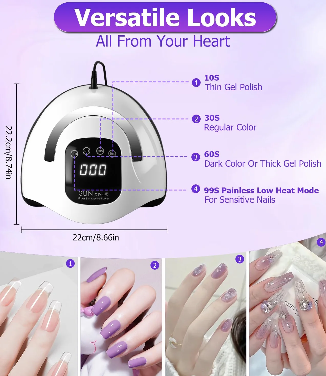 Lampe UV ongles gel 320W, lampe UV ongles LED avec 72 Perles, Capteur Automatique, 4 Minuteries, Écran Digital, lampe LED ongle pour Manucure Maison/Salon, Séchage Rapide ongles gel