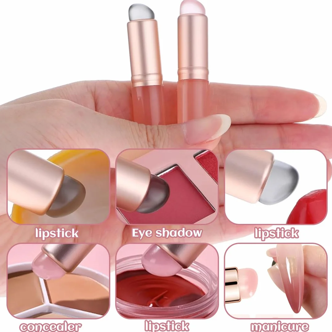 Pinceau À Lèvres En Silicone Applicateur De Masque À Lèvres 2Pcs Avec Capuchon Multifonctionnel