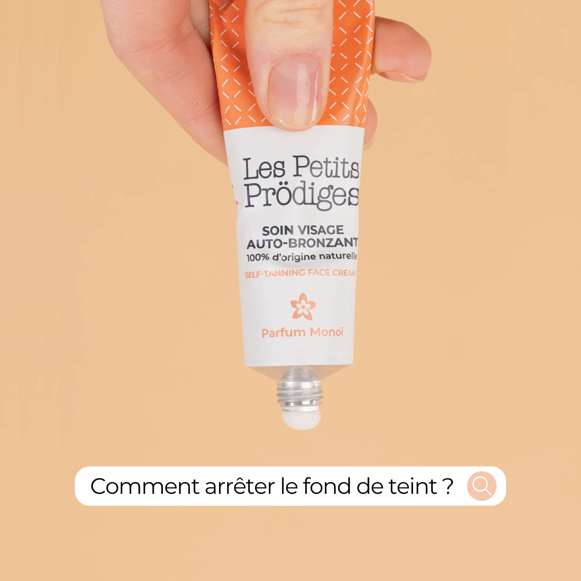 LES PETITS PRODIGES Auto bronzant Soin Visage Hydratant - Hâle Progressif et Durable sans Soleil - Senteur Monoï 100% d'Origine Naturelle, Certifié Bio, Emballage recyclable -Fabriqué en France - 40ml
