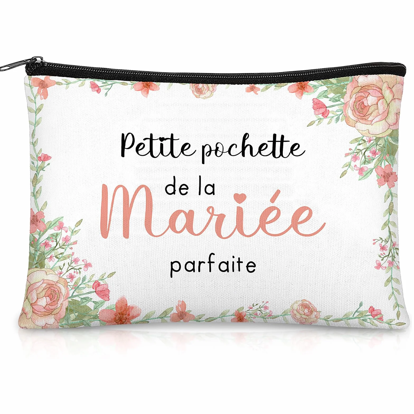Pochette à Cosmétiques Zippée pour Mariée Trousse de Maquillage Cadeau de Mariage