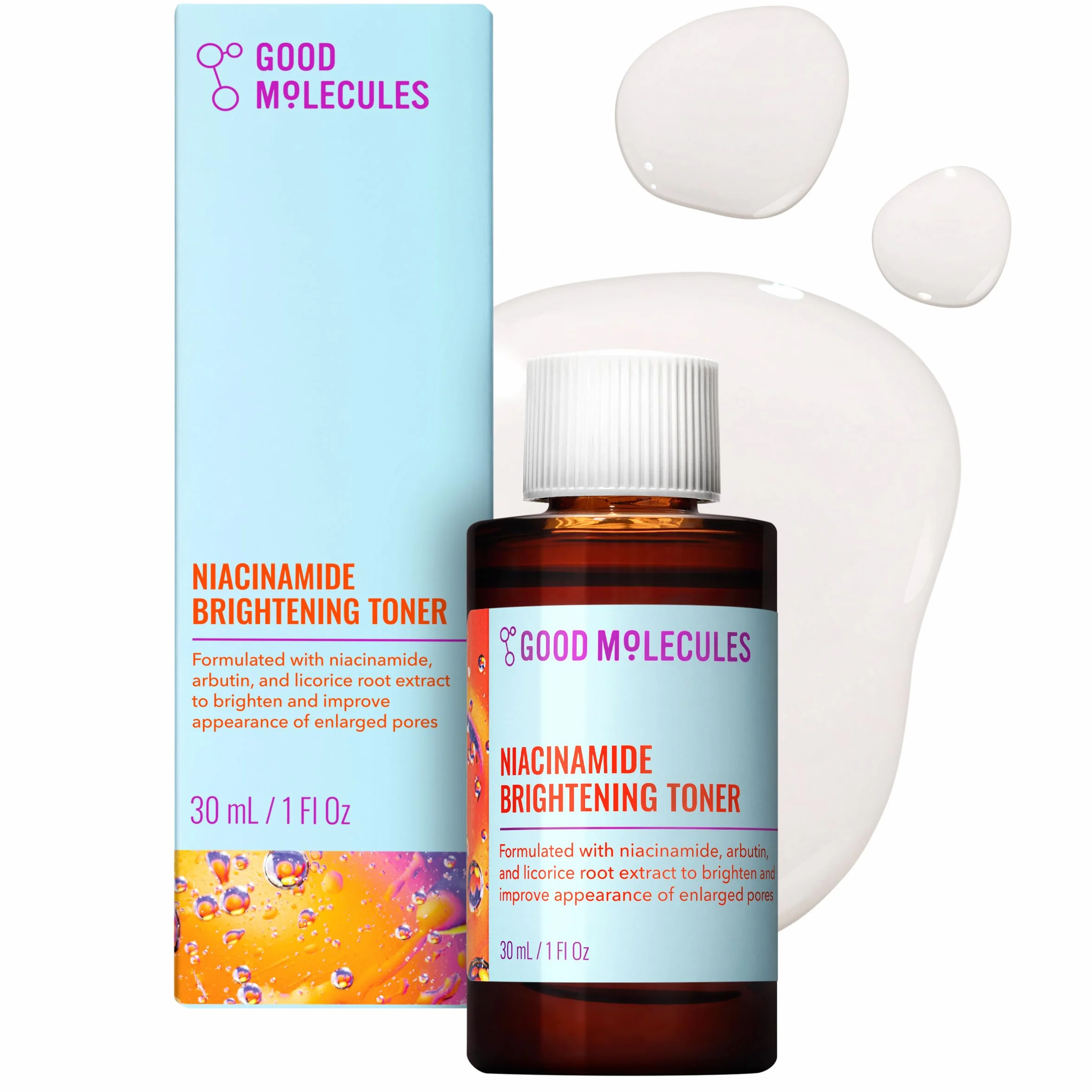 Good Molecules Lotion Tonique Éclaircissante à la Niacinamide - Tonique Facial avec Niacinamide, Vitamine C et Arbutine - Soin du Visage pour le Teint et les Pores Dilatés