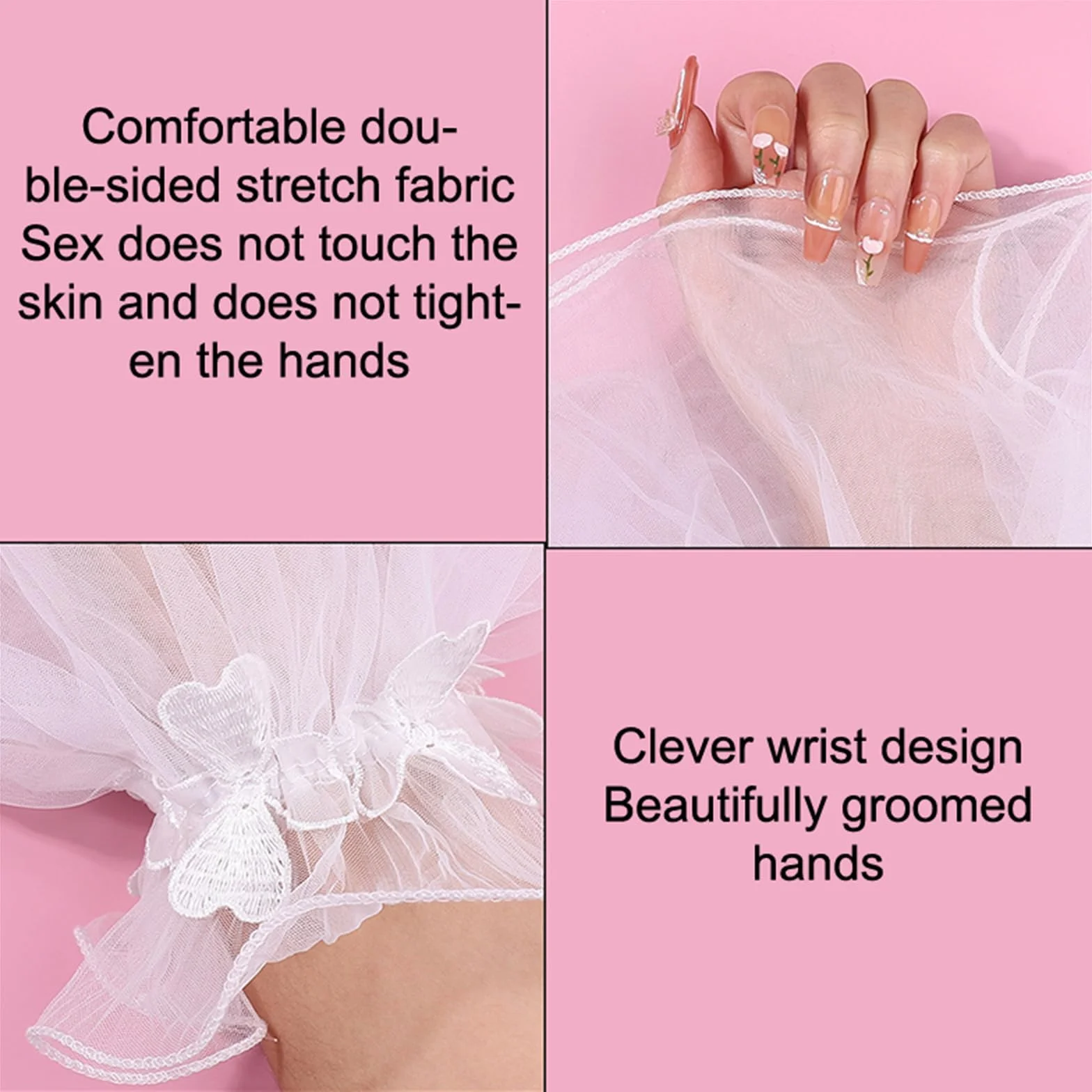 Manchettes en dentelle moelleuses, accessoires de manucure décoratifs