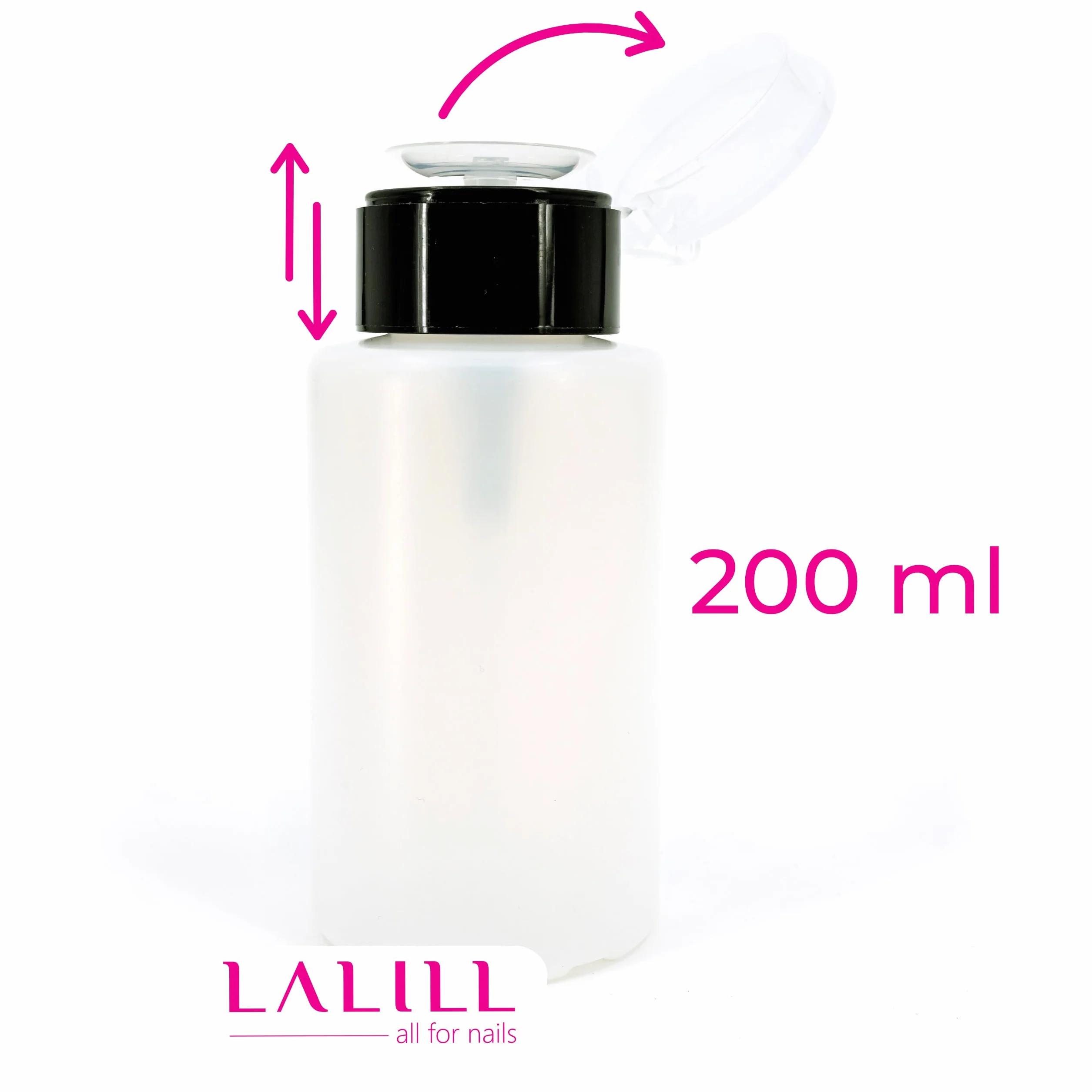 LALILL Cleaner Ongles Dégraissant 500ml Kit - Nettoyant pour Ongles avec Flacon Pompe 200ml, 500 Pads et Brosse