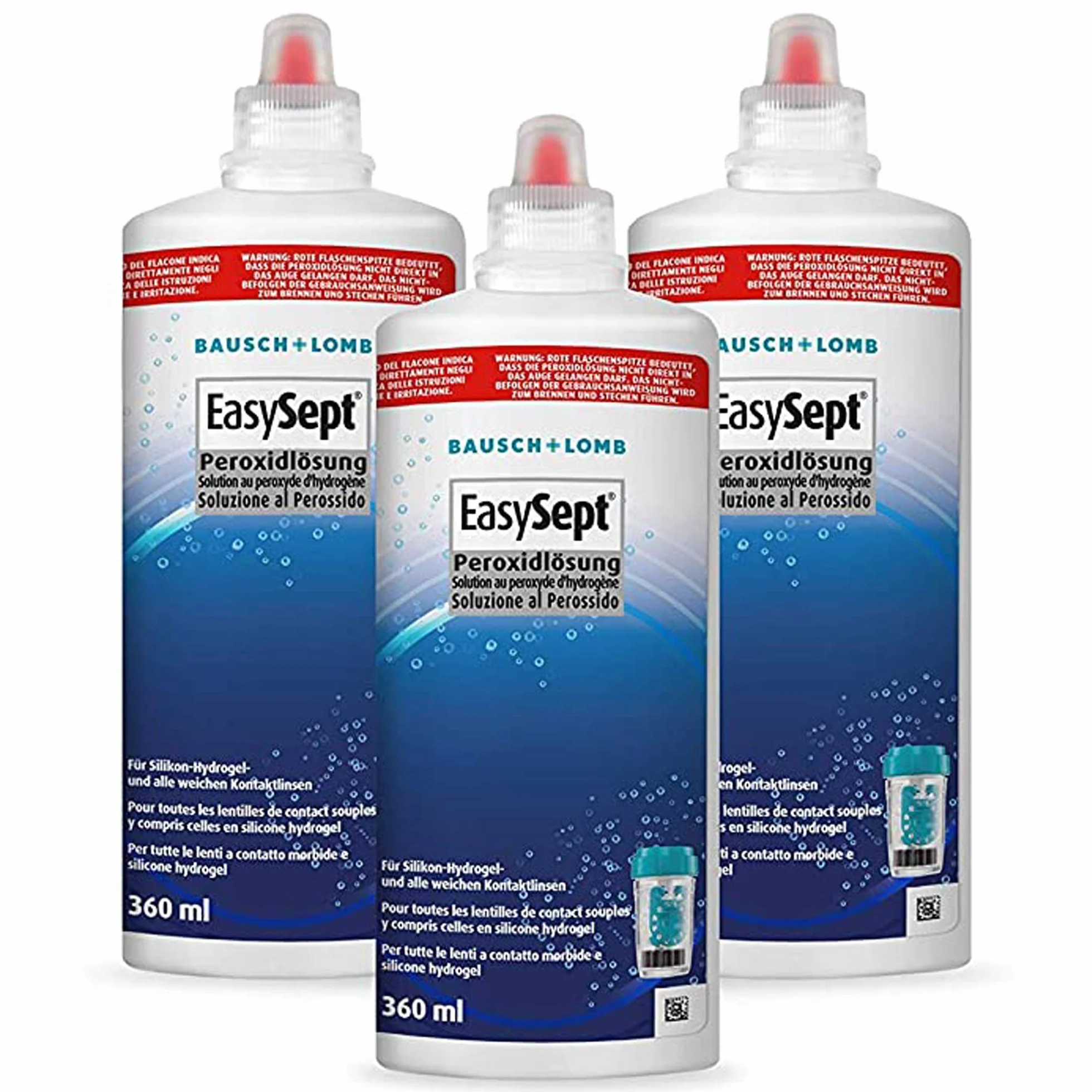 Bausch + Lomb EasySept Nettoyant pour lentilles de contact en solution de peroxyde, 3 x 360 ml