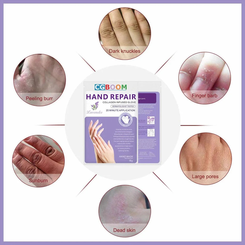 Masques Hydratants Exfoliants Mains Lot de 3 - Gants Nourrissants Peau Sèche Craquelée - Riche en Lavande