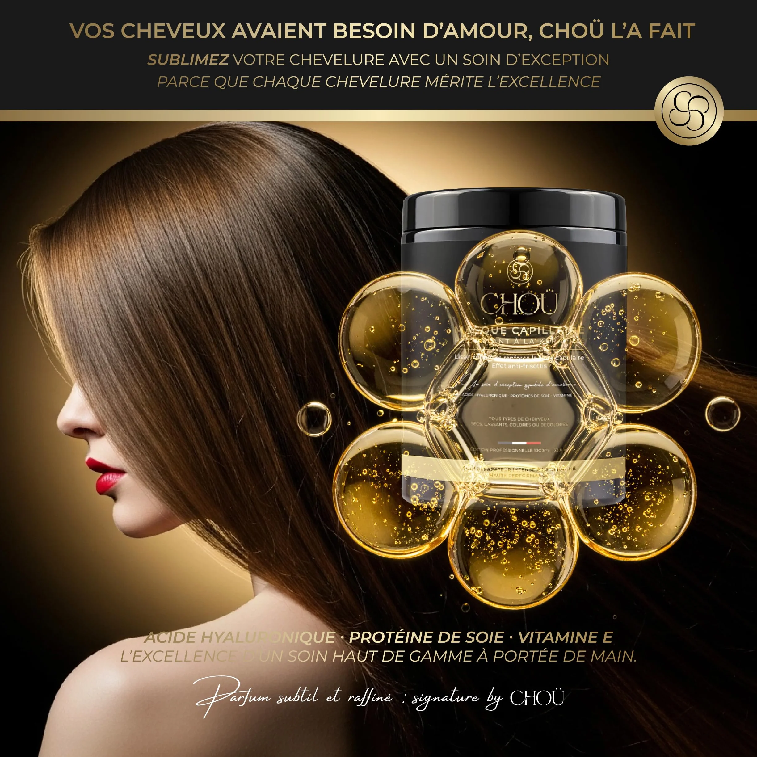 BO-TOX Capillaire Professionnel Masque ultra réparateur kératine naturelle acide hyaluronique protéine soie Vitamine E Cheveux Secs Abimés Lisse Renfore Hydrate Répare 1000ML