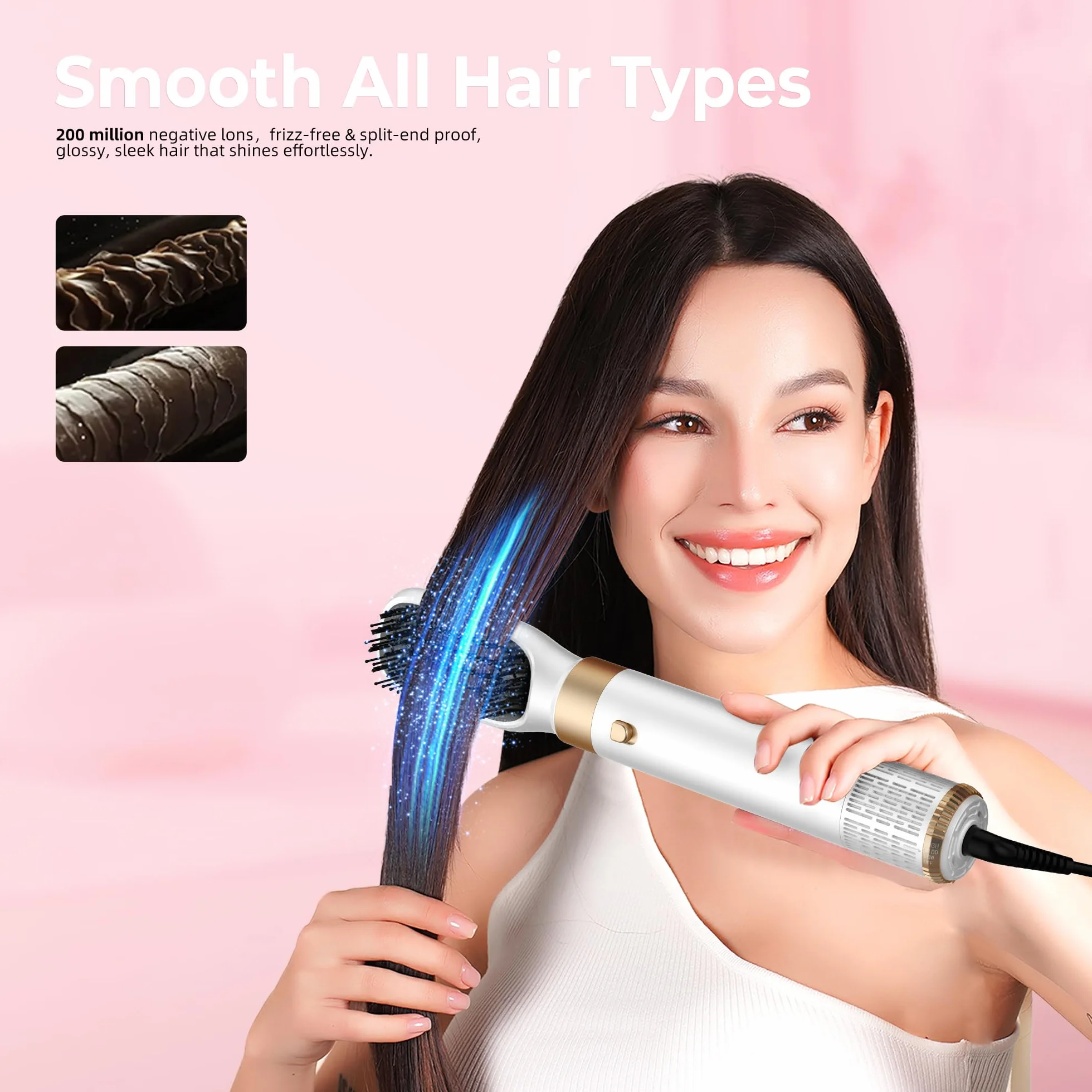Atopskins Air Styler 6 en 1 Airbrush Hair Styler Pro Cheveux Brosse Soufflante Sécher Boucler Lisser