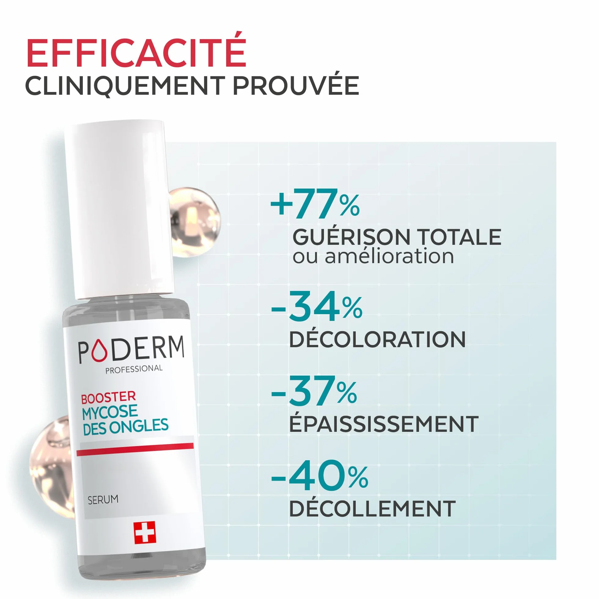 PODERM Mycose Ongles Booster + Vernis à Ongles Rouge Rose | Accélère la guérison des mycoses | Renforce, Répare et camoufle les ongles jaunes et abîmés | Créé par un podologue – Swiss Made