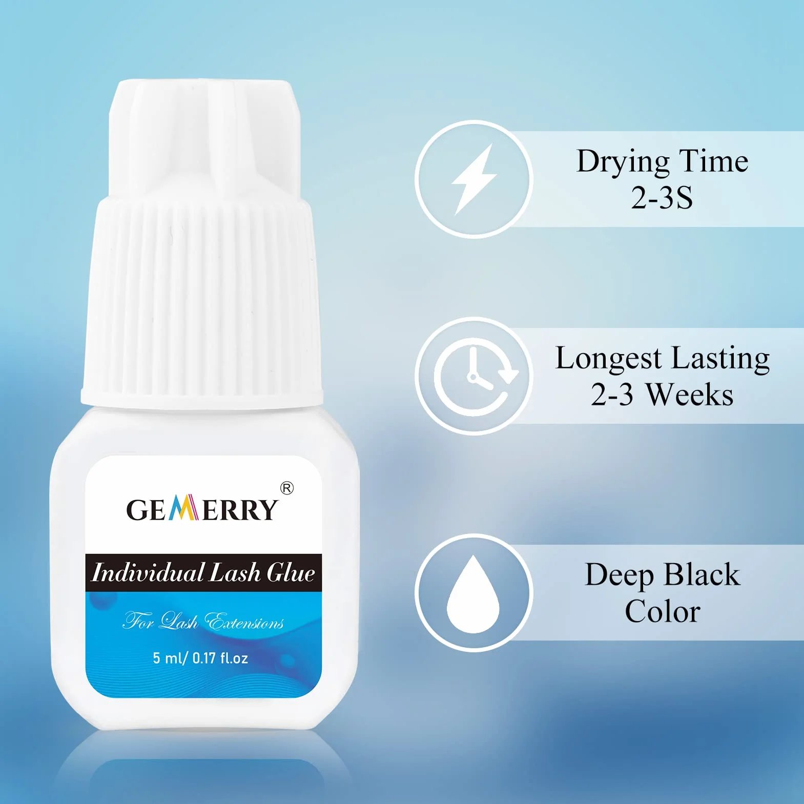 GEMERRY Colle à Cils Longue Durée 5ML Adhésif pour Extension Lash Imperméable
