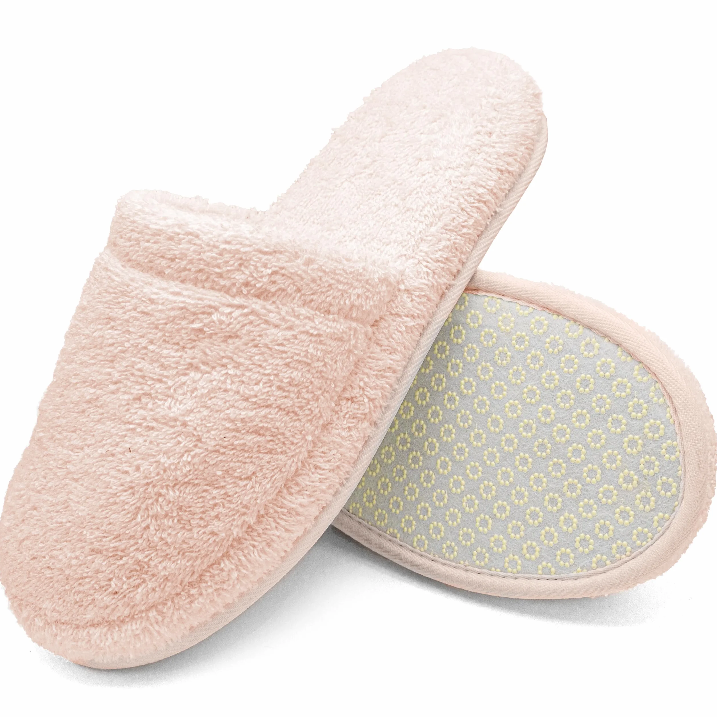 Pantoufles de bain en éponge – Chaussons invités en coton avec mousse à mémoire, antidérapants, lavables – Pour hôtel, spa, sauna – Taille 38–42/43–46