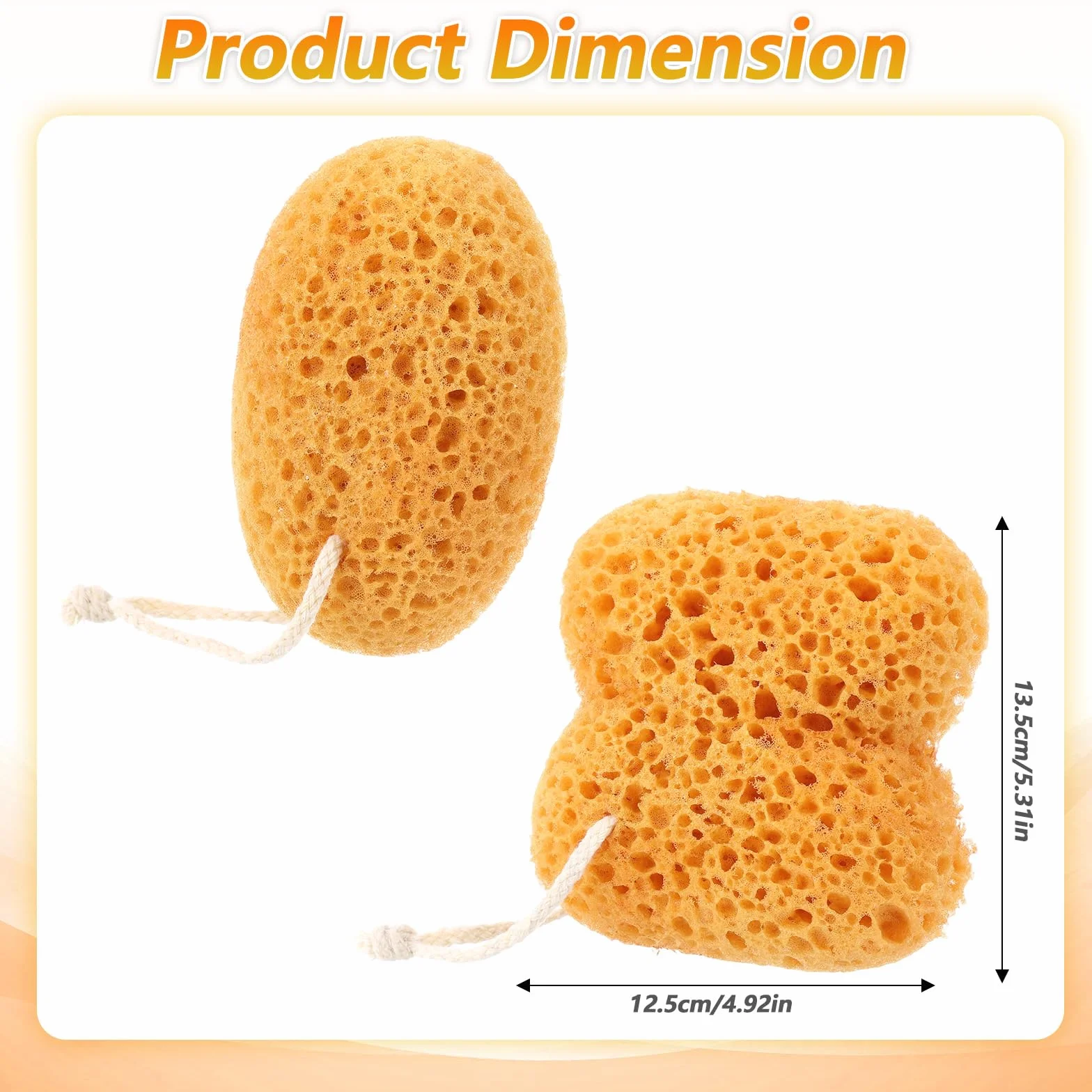 Éponges de bain naturelles exfoliantes en nid d'abeille, lot de 2, ultra douces pour peaux sèches