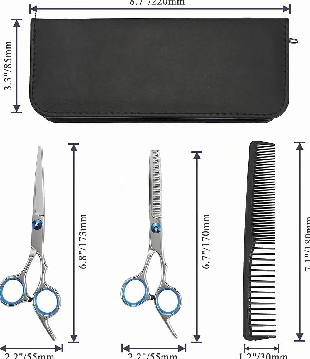 Ciseaux De Coiffure Professionnels 7 Pièces Kit Acier Inoxydable Pour Cheveux Barbier Gaucher