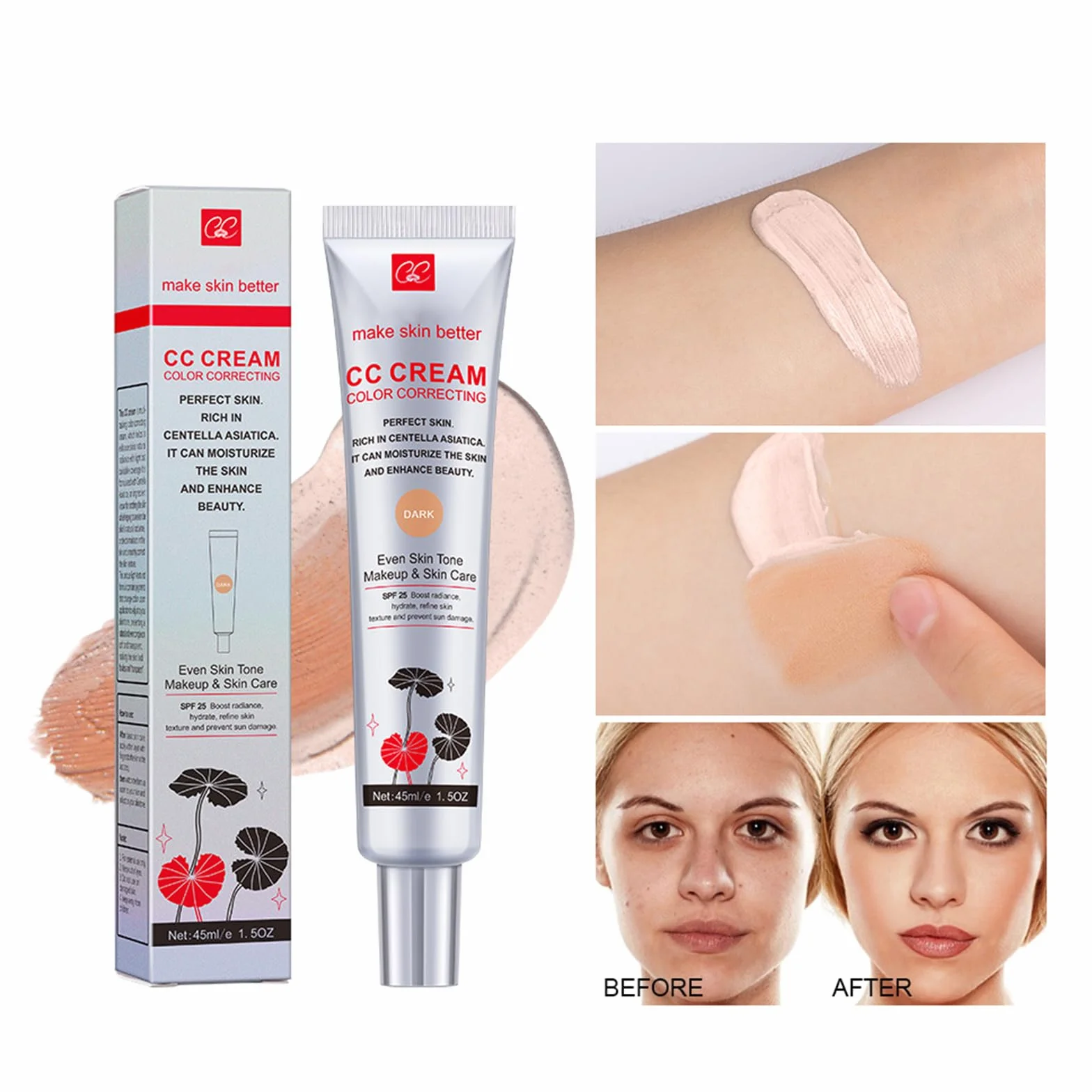 Crème CC Correcteur Pré-maquillage Couleur Claire Illuminateur Teint Haute Définition Visage Base Hydratante éclaircissante