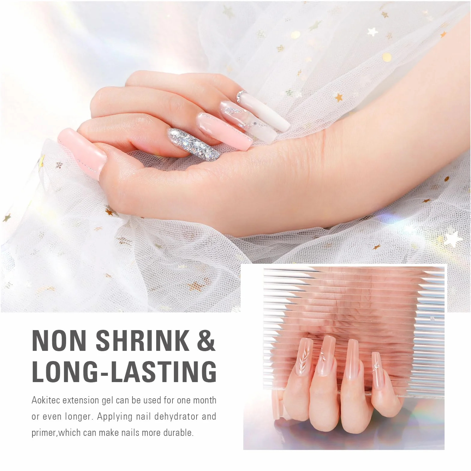 Aokitec Polygel Kit 6 Couleurs UV LED Vernis à Ongles Gel Extension