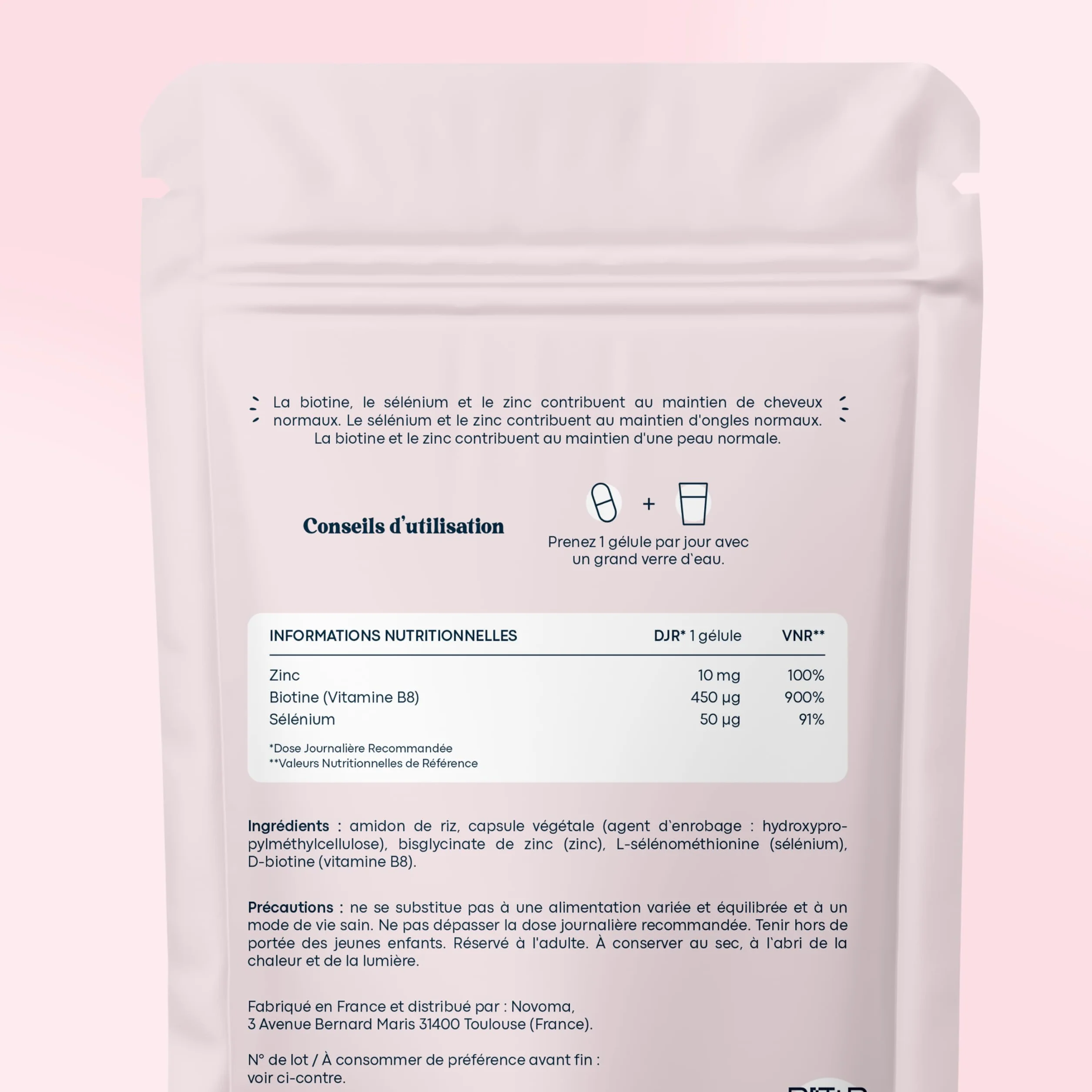 Biotine 450 µg avec Sélénium et Zinc - Cheveux, Ongles & Peau - 60 Gélules - Complément Alimentaire Vitamine B8 - Essentials by Novoma