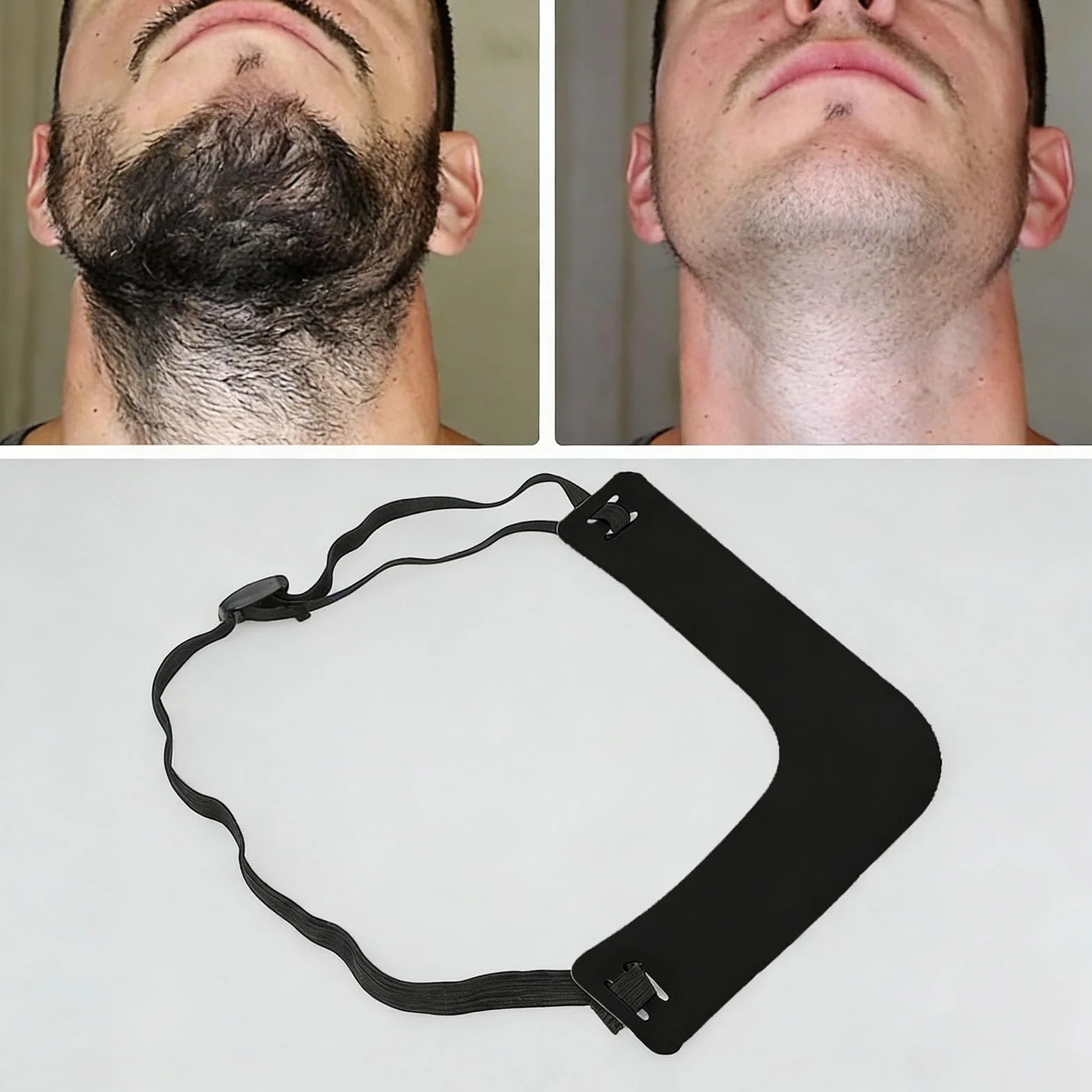 Guide de Taille de Barbe avec Bandeau Ajustable, Gabarit Flexible pour Mise en Forme Précise de la Barbe, Outil de Coiffage