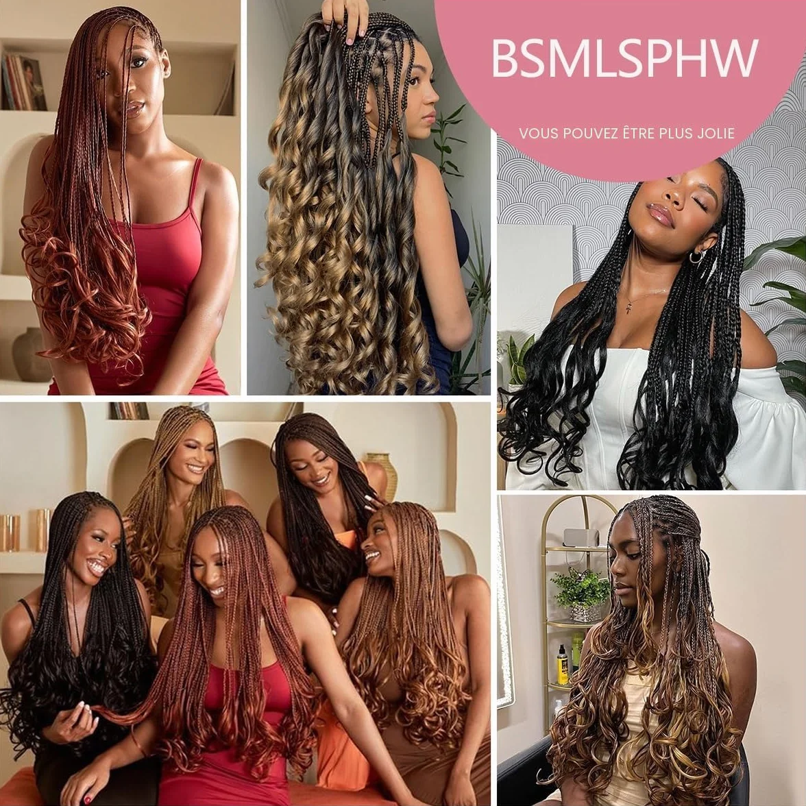 French Curls Braiding Hair 24 Inch 8 Packs Pre Stretched Loose Wave Bouncy Braiding Hair Spanish Curly Ends Synthetic Hair Extensions for Braiding (OT33/30)
