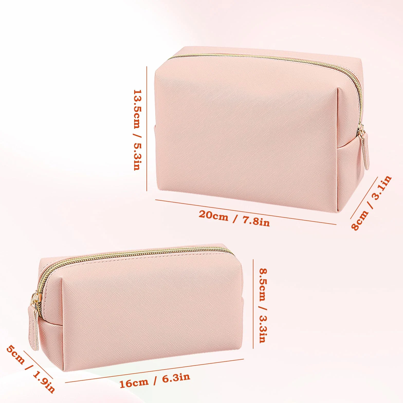 Trousse Maquillage PU Cuir Imperméable 2 Pièces Grande et Petite avec Fermeture Éclair Voyage Femme Homme