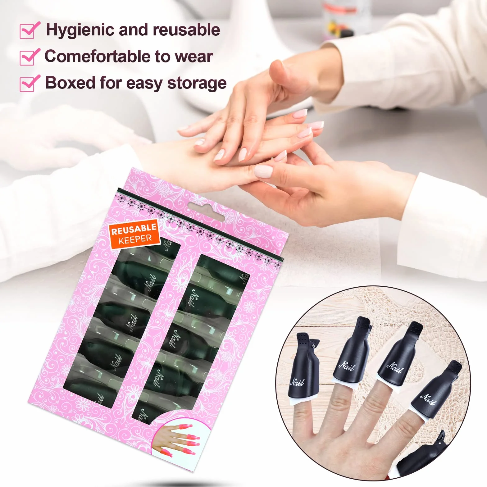 Hanyousheng Pince 10 Pièces Capuchon Ongle Vernis Semi Permanent UV Gel Dissolvant Clips Nettoyage Ongles Retirer Gel Noir