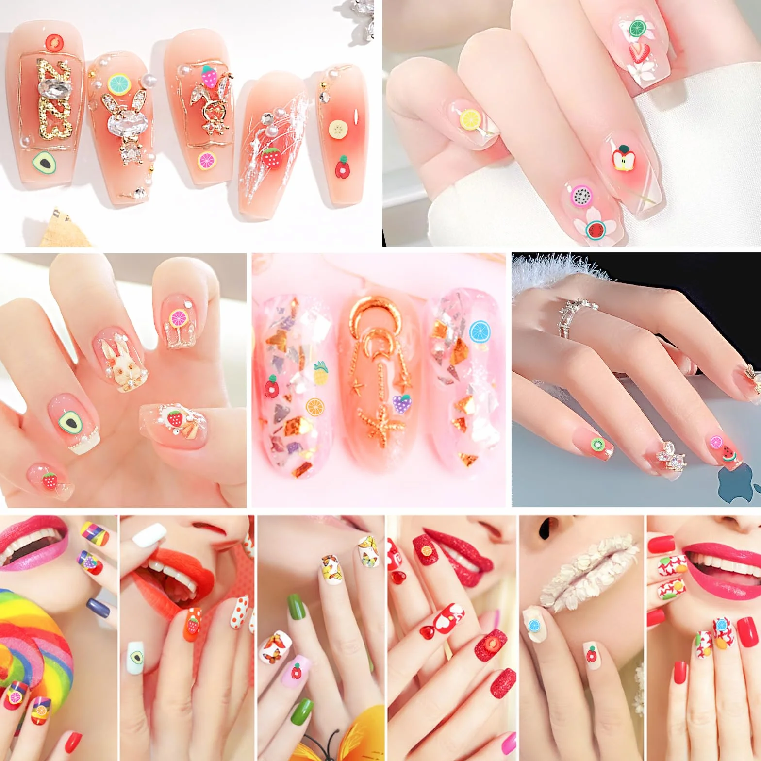 Lot de 6000 tranches de fruits 3D en argile polymère pour nail art, résine et décorations d'ongles